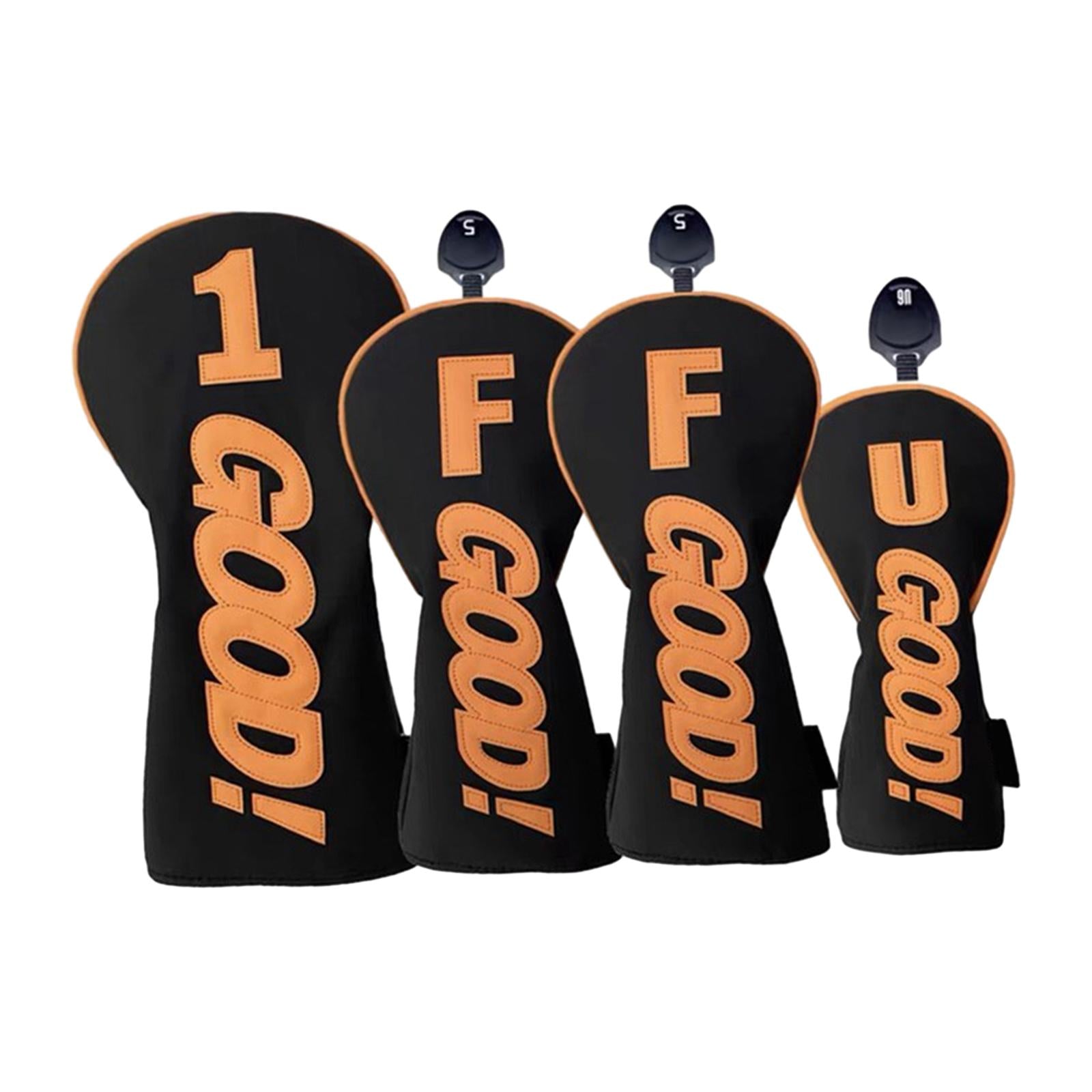 4Pcs Wood Head Covers Transport Protection Long Neck Golf Driver Head Covers Black