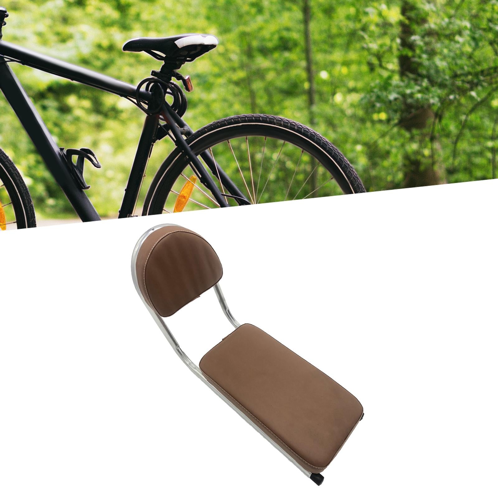 Bicycle Rear Seat Cushion PU Leather with Backrest for Outdoor Travel Riding Brown
