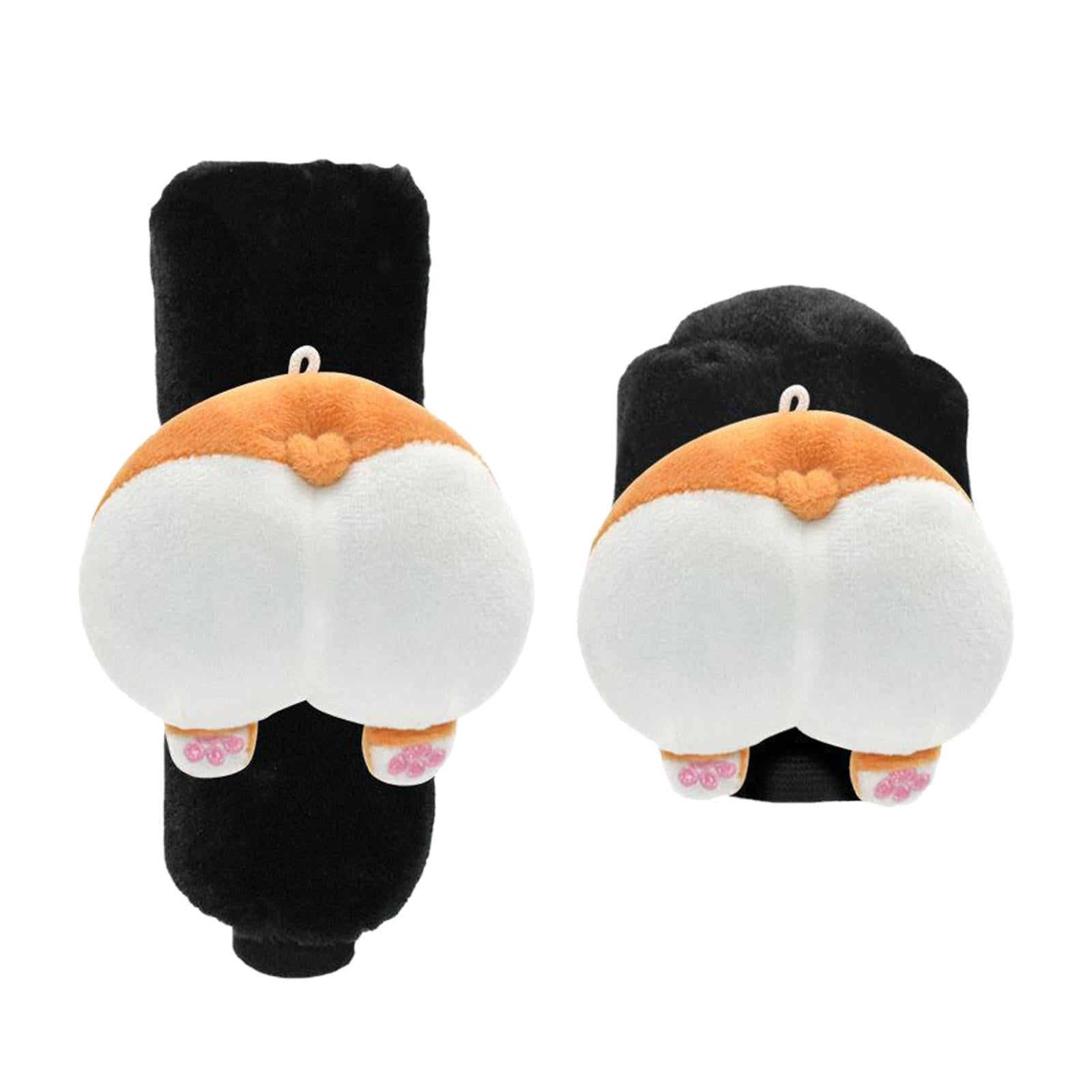 Car Knob Cover Cute Decorative Plush Corgi Arse Cartoon Car Handle Cover Gear Handbrake Cover