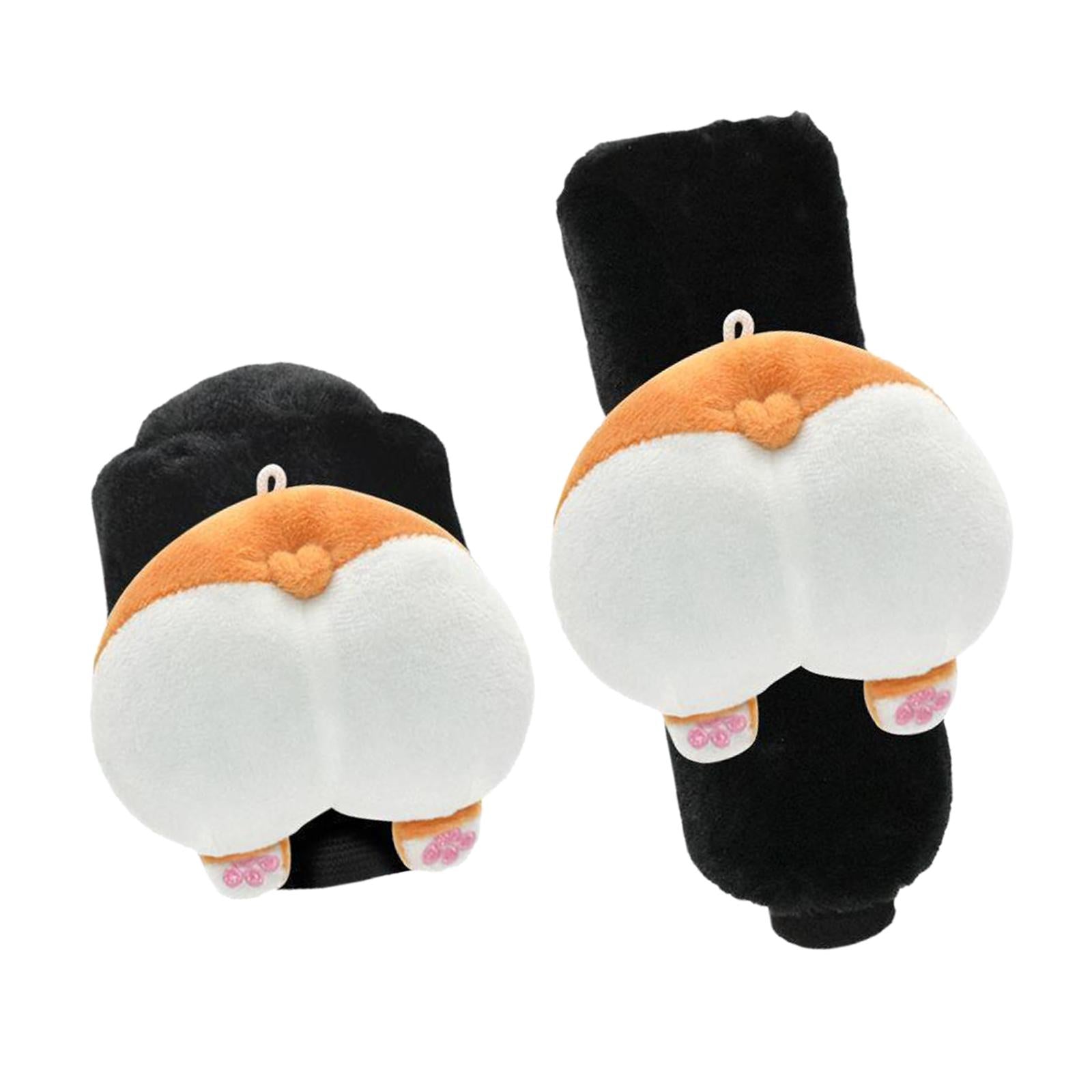 Car Knob Cover Cute Decorative Plush Corgi Arse Cartoon Car Handle Cover Gear Handbrake Cover