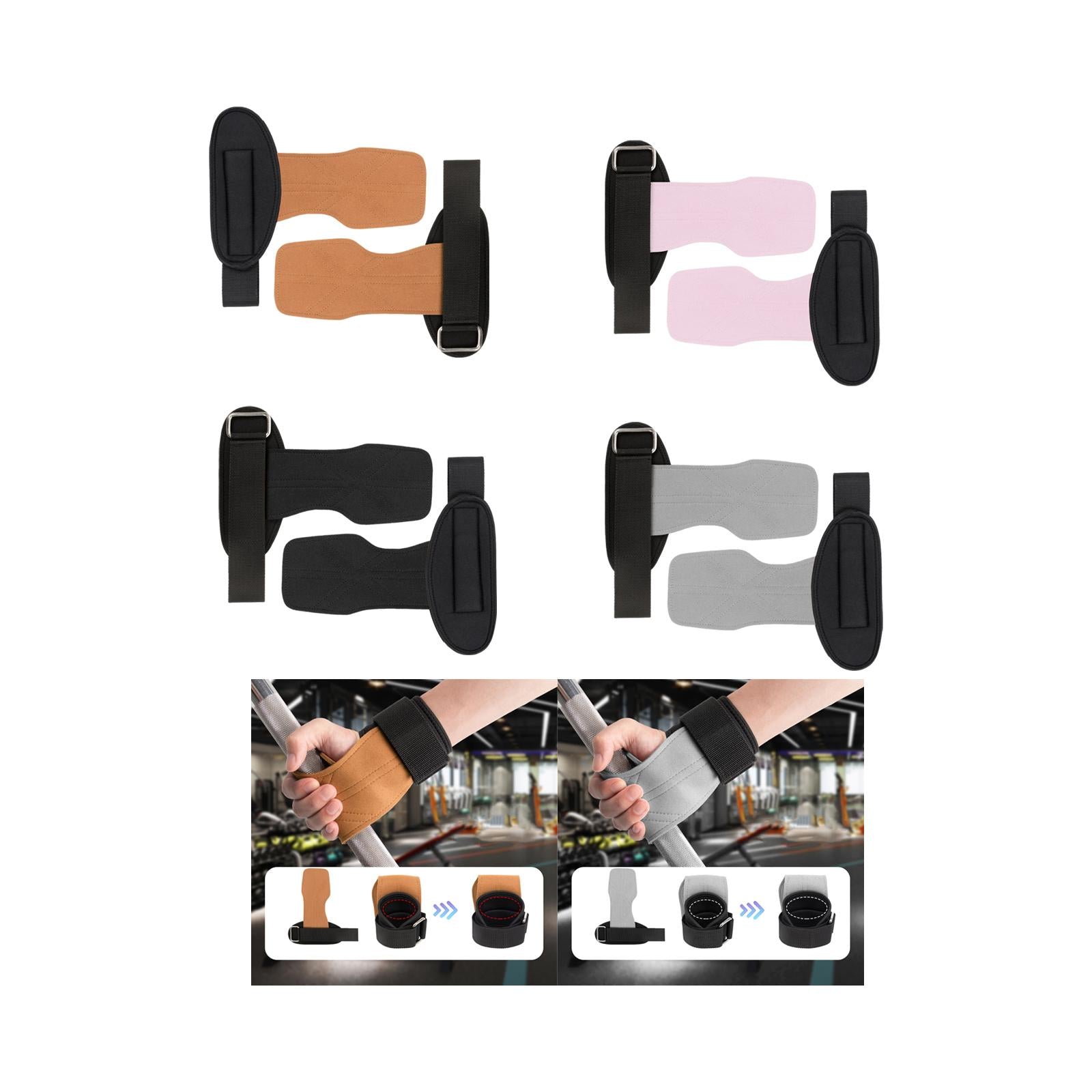 Lifting Wrist Support Wraps Premium Hand Grips for Gym Dumbbell Powerlifting brown