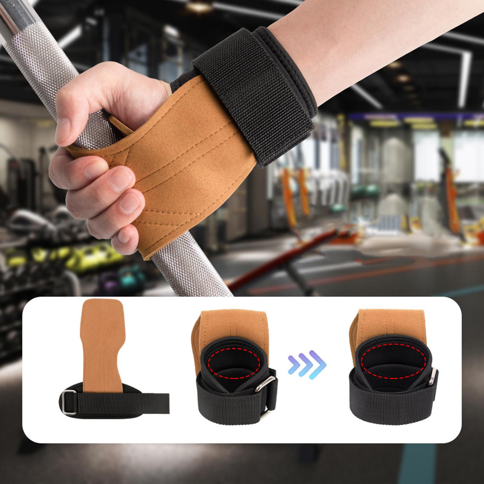 Lifting Wrist Support Wraps Premium Hand Grips for Gym Dumbbell Powerlifting brown