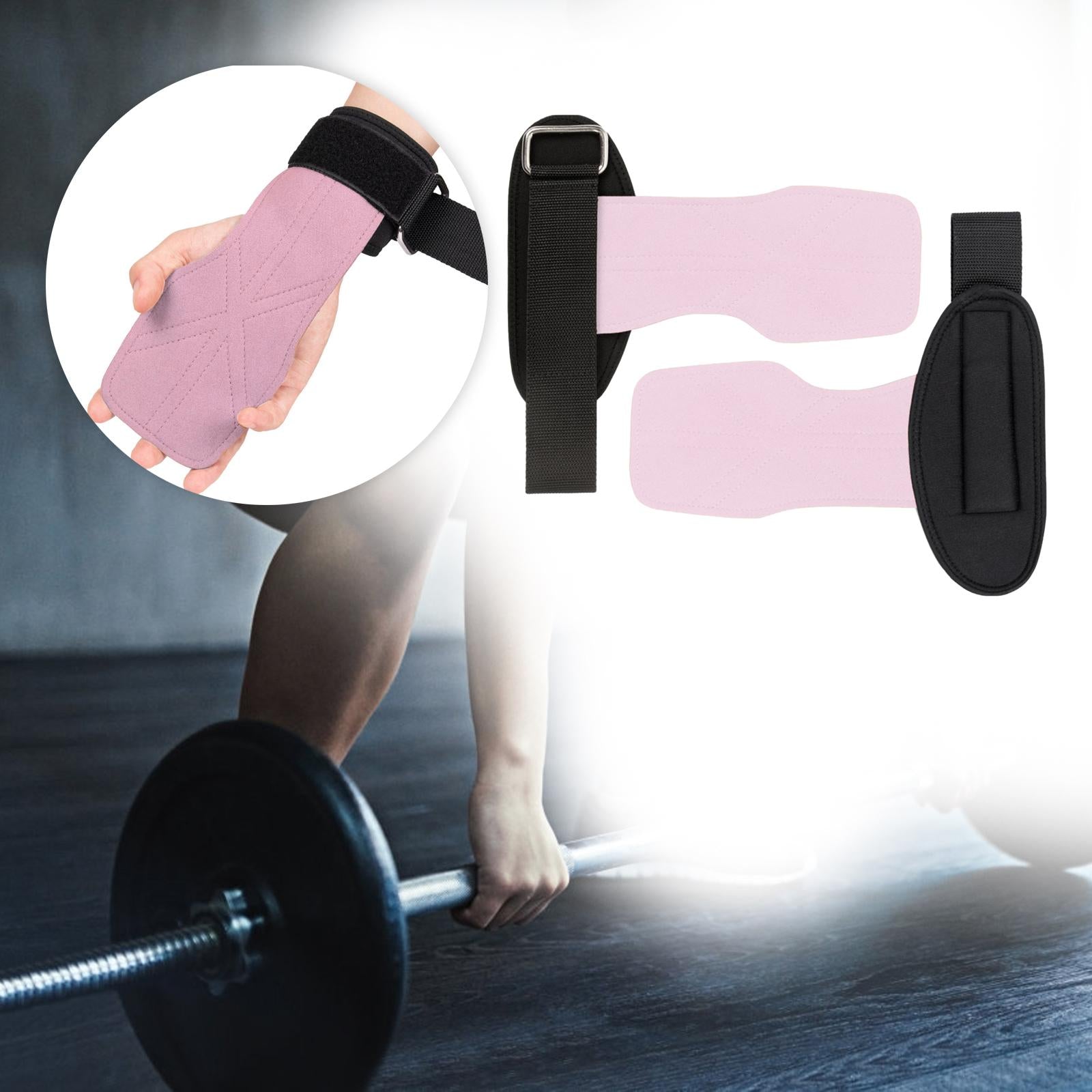 Lifting Wrist Support Wraps Premium Hand Grips for Gym Dumbbell Powerlifting pink