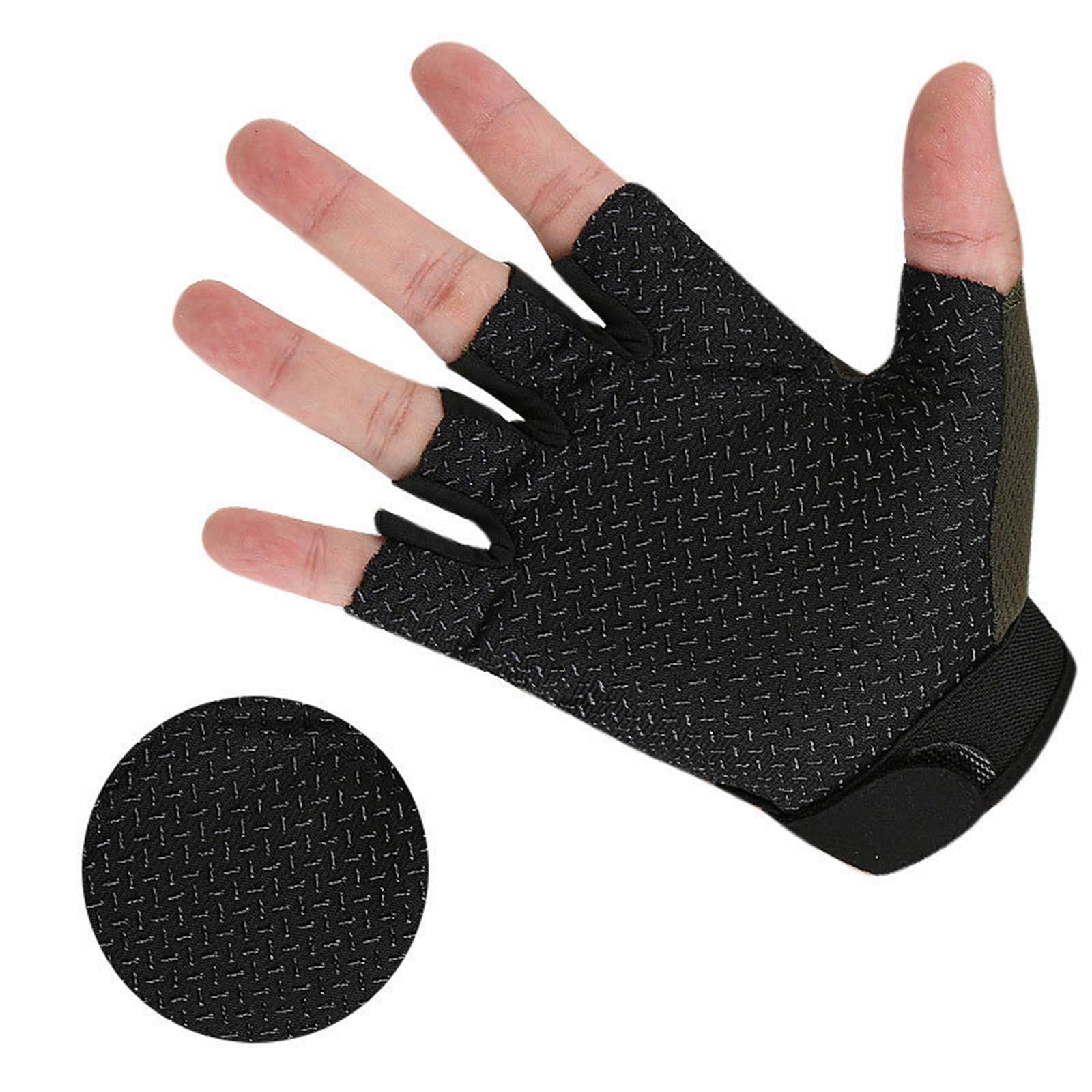 Half Finger Gloves Gym Gloves Shockproof Mittens Anti Slip Fingerless Gloves Black