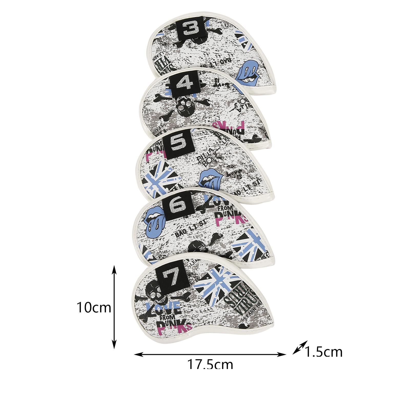 10x Golf Iron Club Head Covers Set 3-9,PW,AW,SW Golf Headcover PU Protection