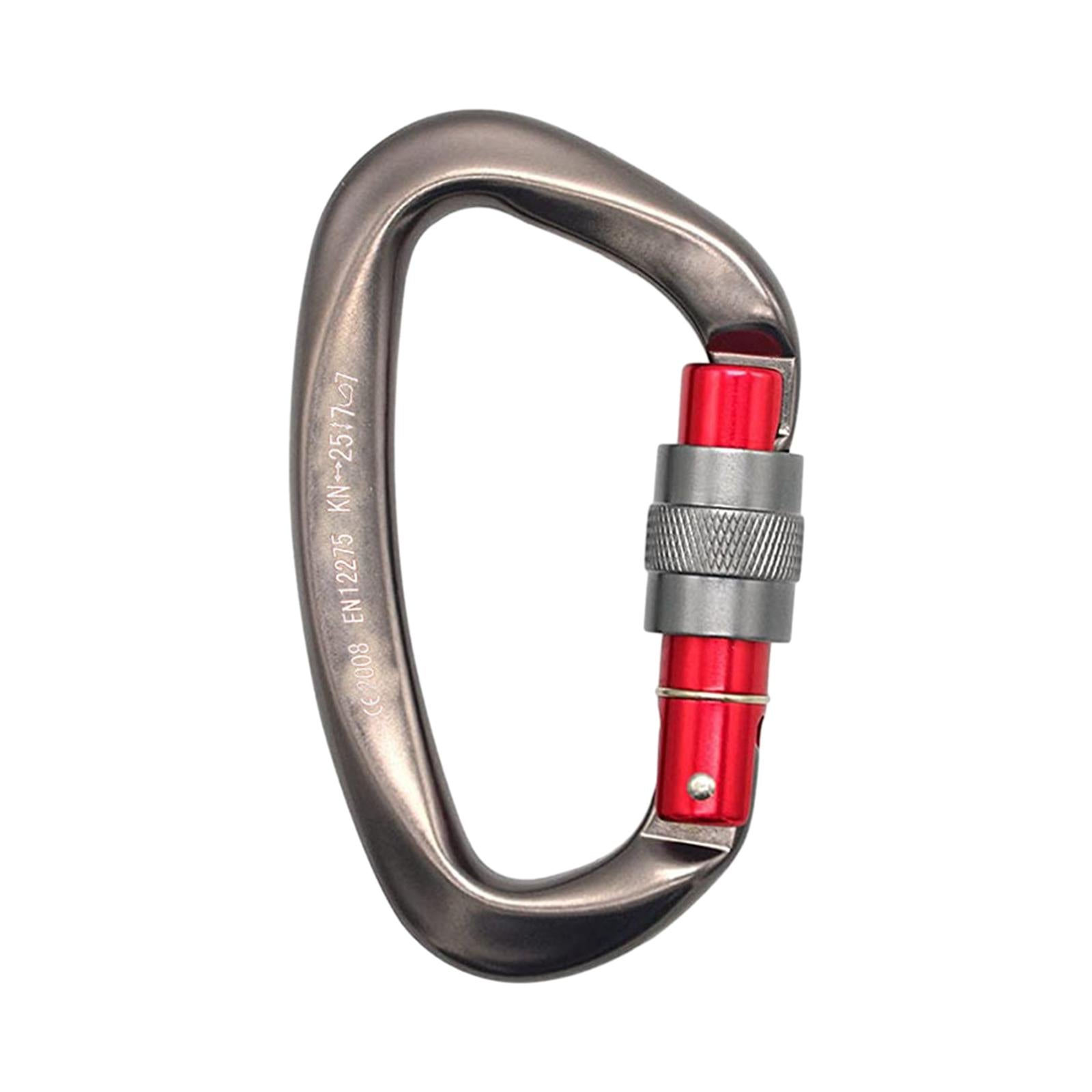 D Shaped Carabiner Buckle Small Carabiner Clip for Rappelling Caving Camping Gray
