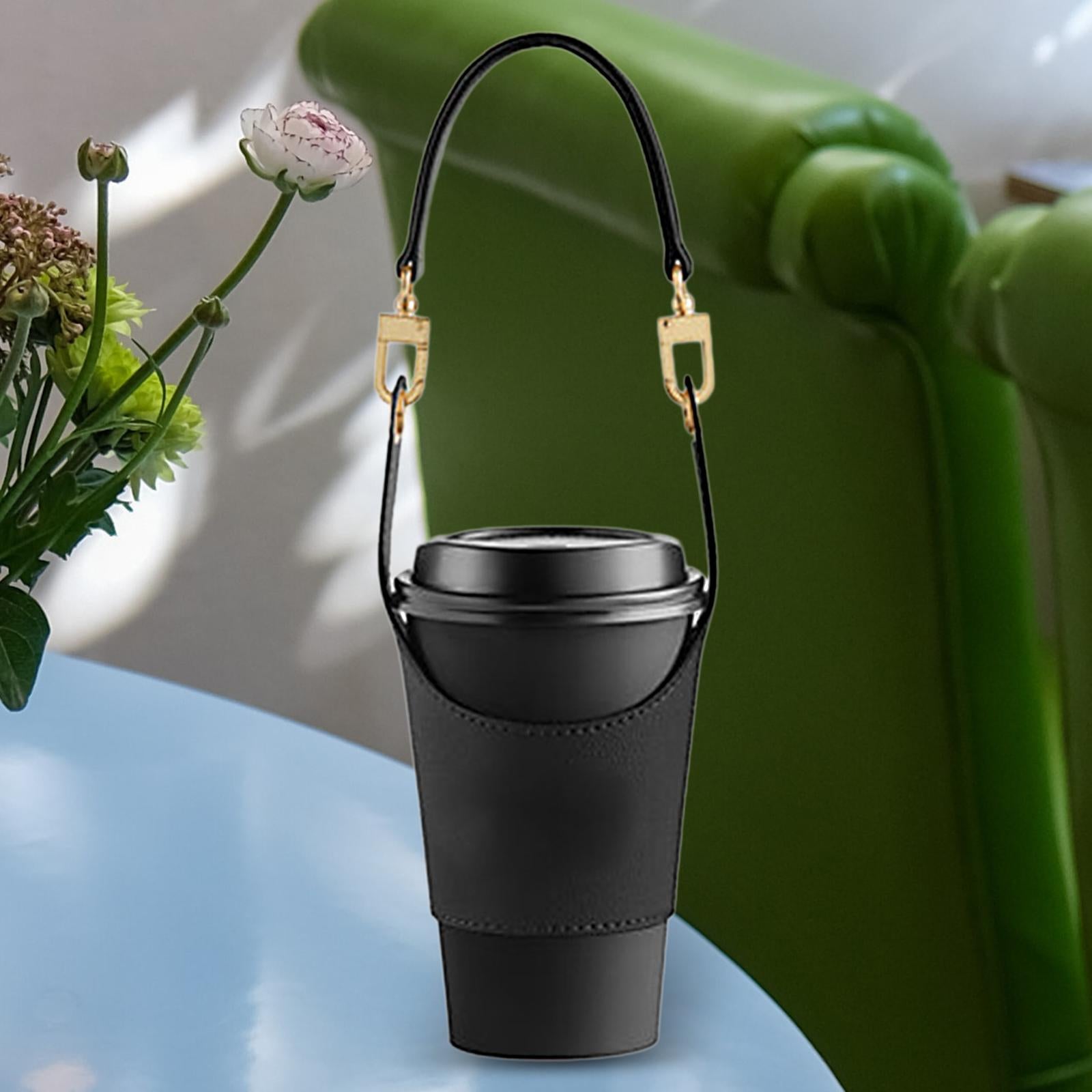 Water Bottle Holder Reusable Juice Carrier for Mountaineering Hiking Camping Black