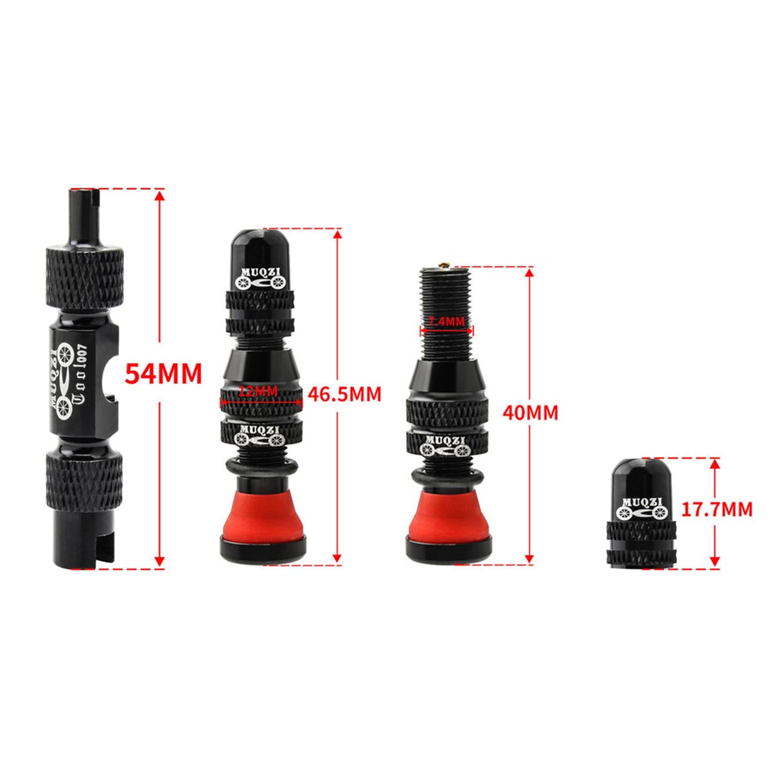 Aluminum Alloy Bike Tubeless Tire Valve Stem with Valve Caps Vacuum Tire Pad Rim Tape 35mm Black