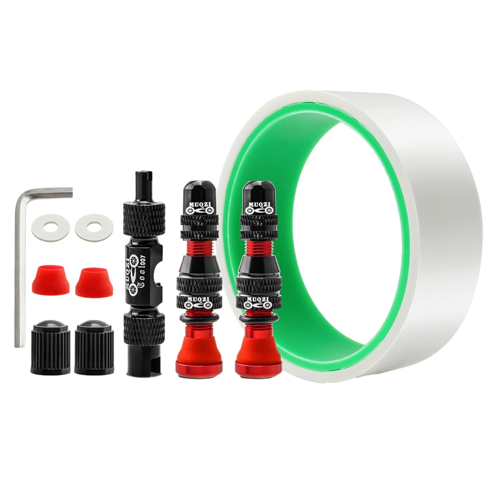 Tubeless Valve Stem Kit Durable Replacement Rim Bike Valves Stem Kit 29mm Tape Red