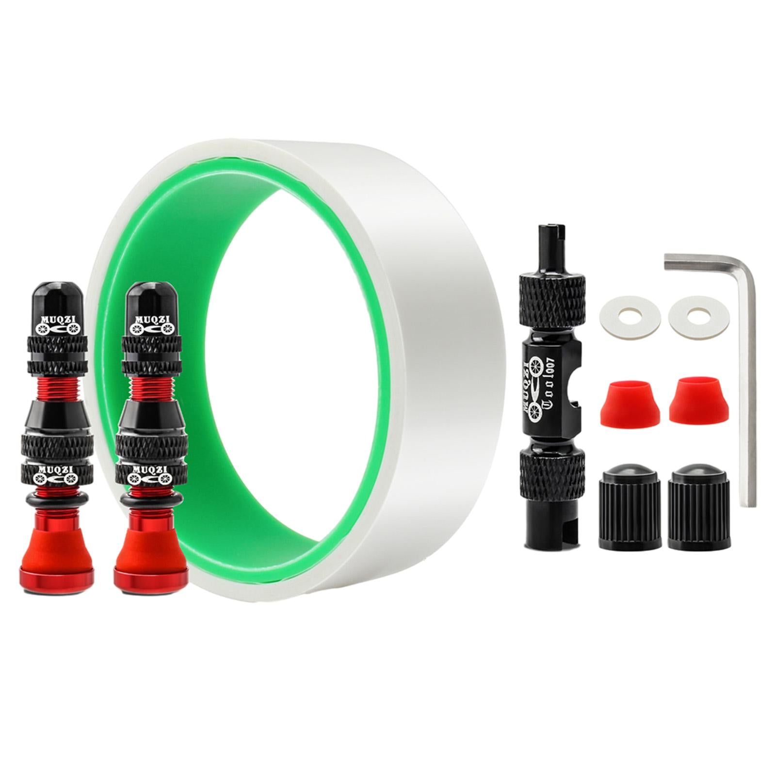 Tubeless Valve Stem Kit Durable Replacement Rim Bike Valves Stem Kit 29mm Tape Red