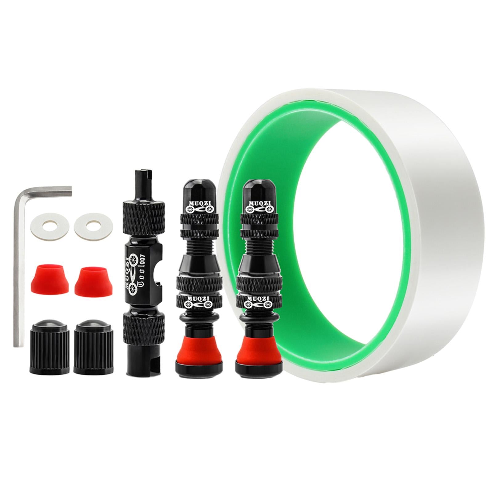 Tubeless Valve Stem Kit Durable Replacement Rim Bike Valves Stem Kit 31mm Tape Black
