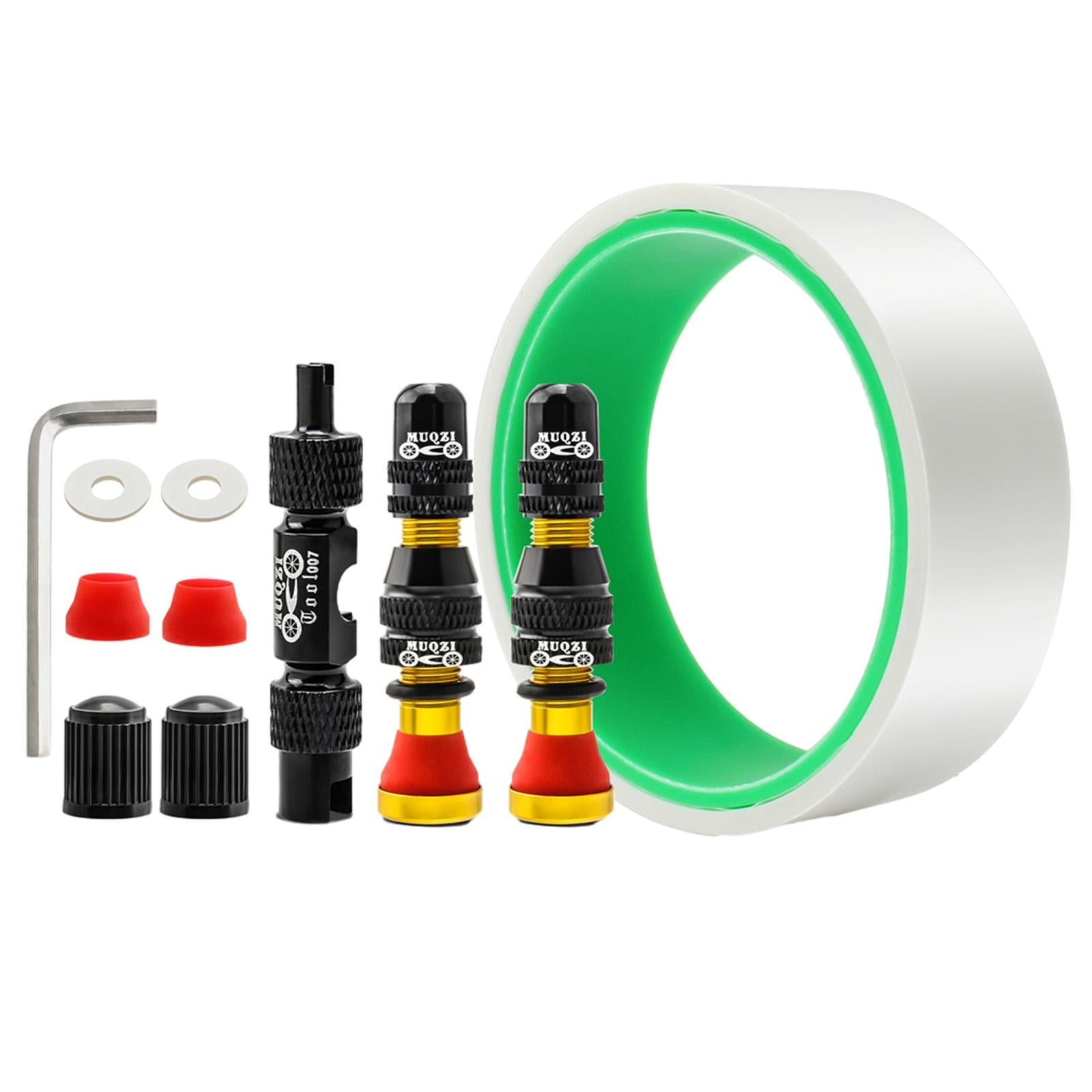 Tubeless Valve Stem Kit Durable Replacement Rim Bike Valves Stem Kit 31mm Tape Yellow