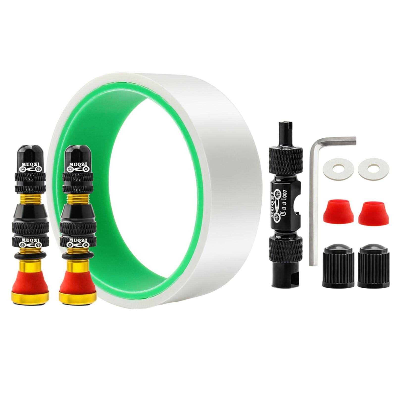 Tubeless Valve Stem Kit Durable Replacement Rim Bike Valves Stem Kit 31mm Tape Yellow