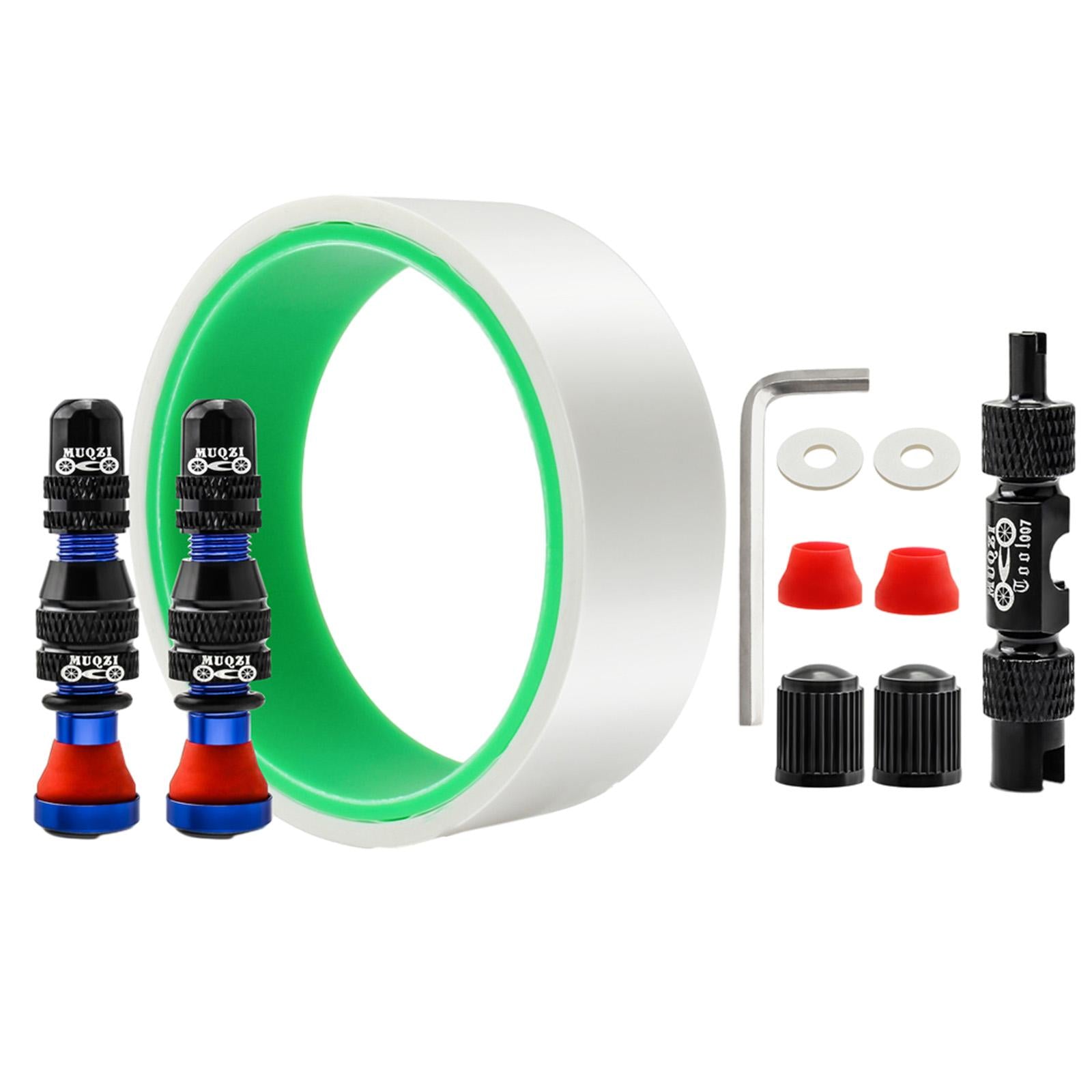 Tubeless Valve Stem Kit Durable Replacement Rim Bike Valves Stem Kit 31mm Tape Blue