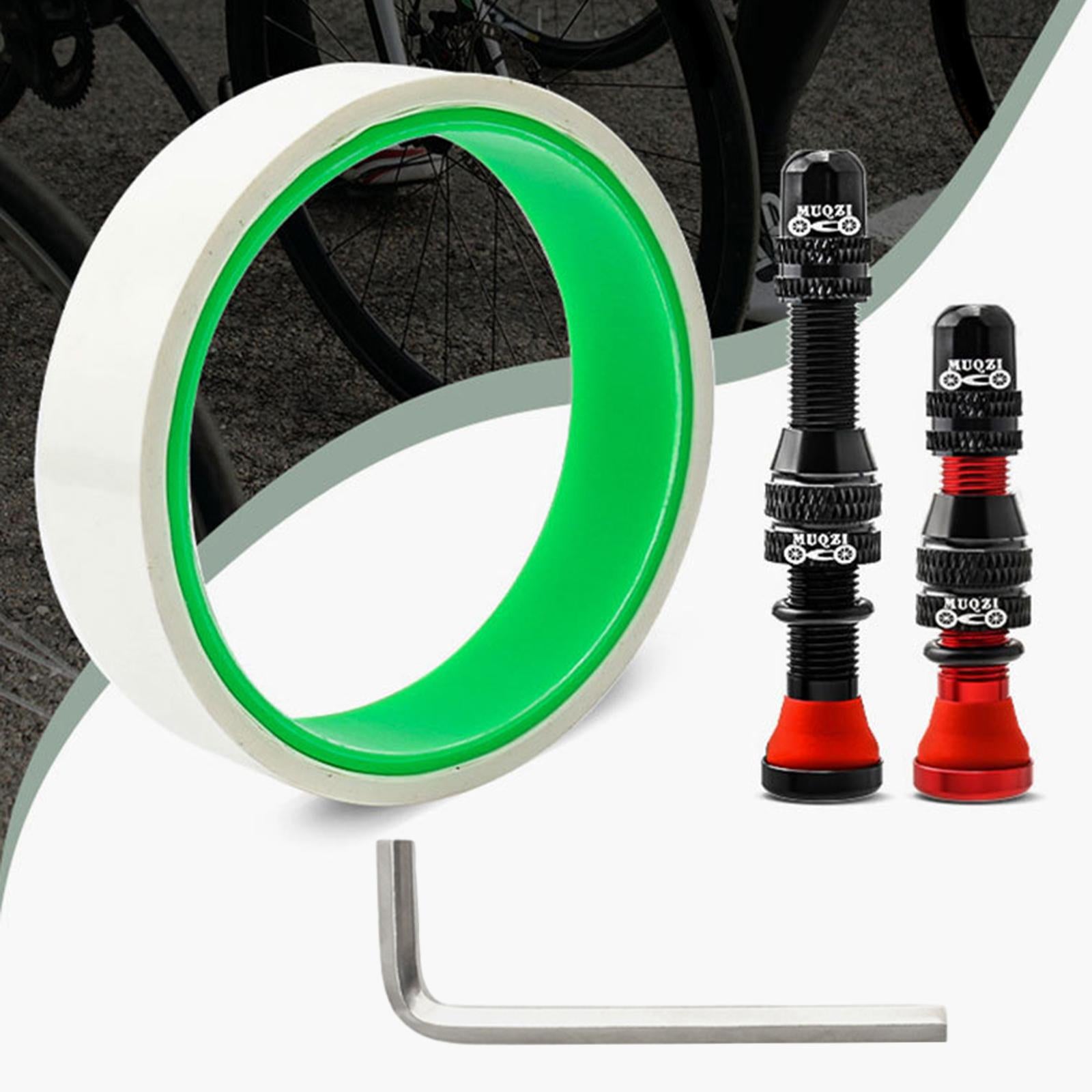 Aluminum Alloy 40mm Tubeless Tire Valve Stem with Valve Caps Vacuum Tire Pad Rim Tape 16mm Black