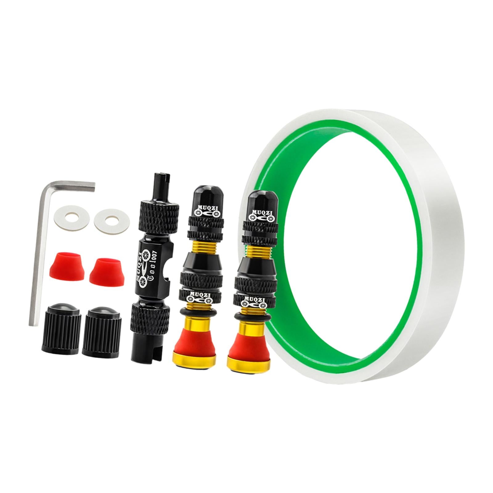 Aluminum Alloy 40mm Tubeless Tire Valve Stem with Valve Caps Vacuum Tire Pad Rim Tape 16mm Gold