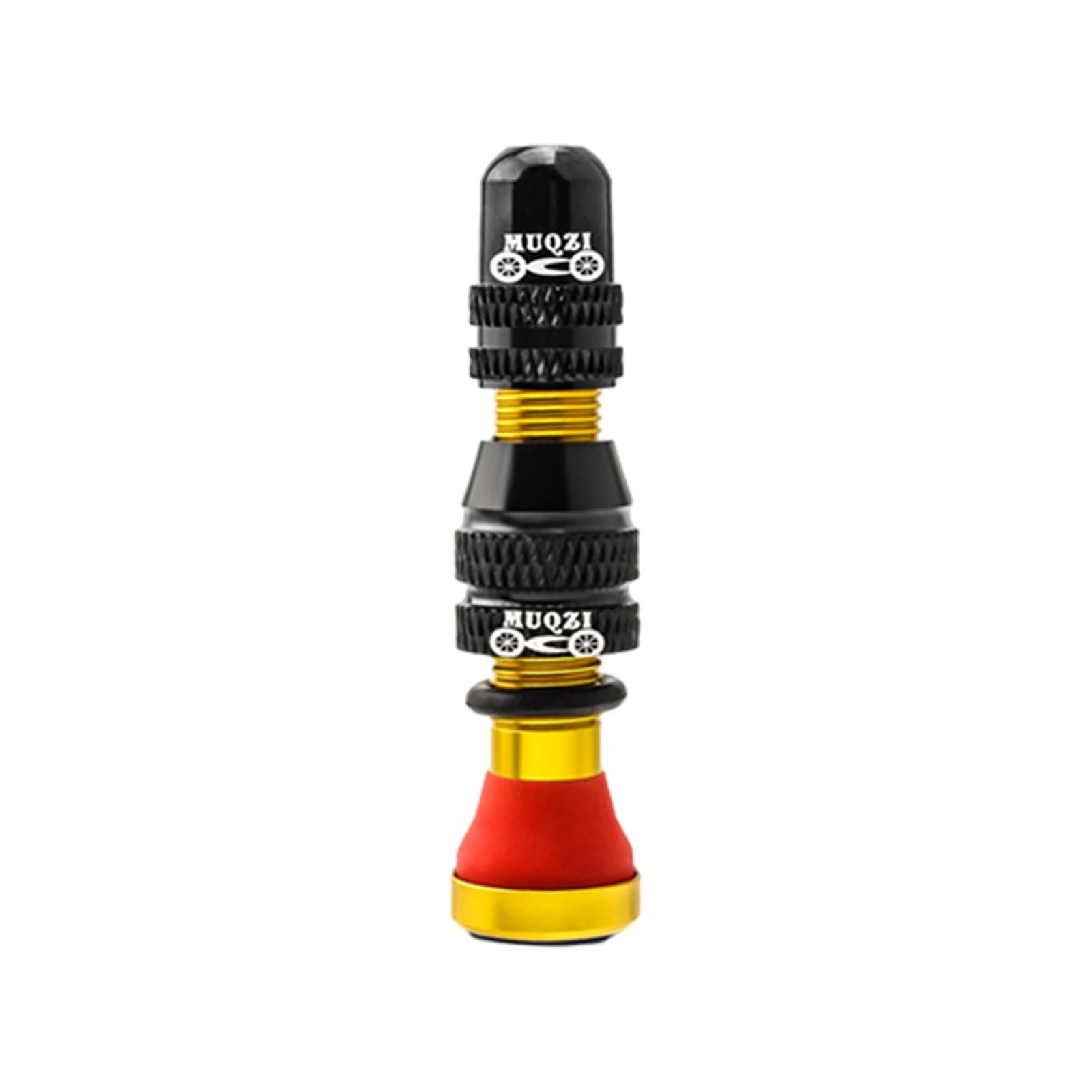 Aluminum Alloy 40mm Tubeless Tire Valve Stem with Valve Caps Vacuum Tire Pad Rim Tape 16mm Gold