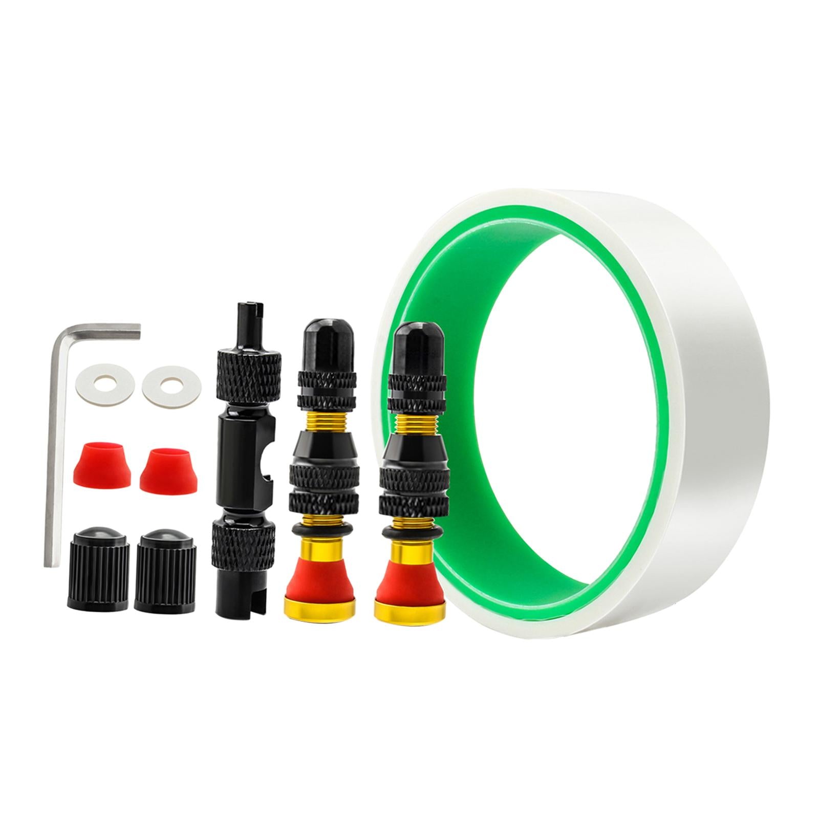 Tubeless Tire Valve Stem with Valve Stem Caps Premium Tubeless Tire Tape Rim Tape 25mm Gold