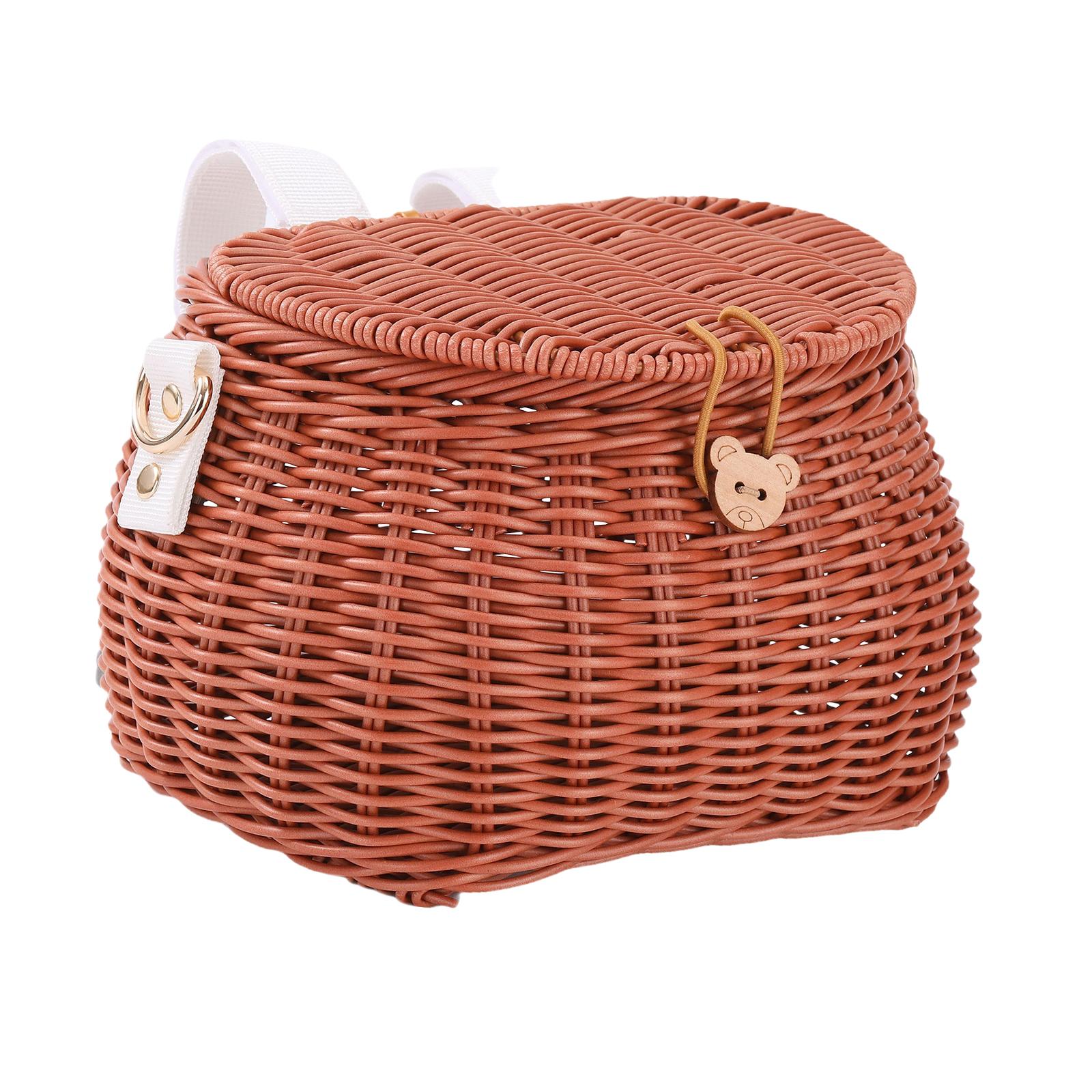 Kids Bike Basket Cycling Basket Durable Storage Basket Handlebar Bike Basket Brown