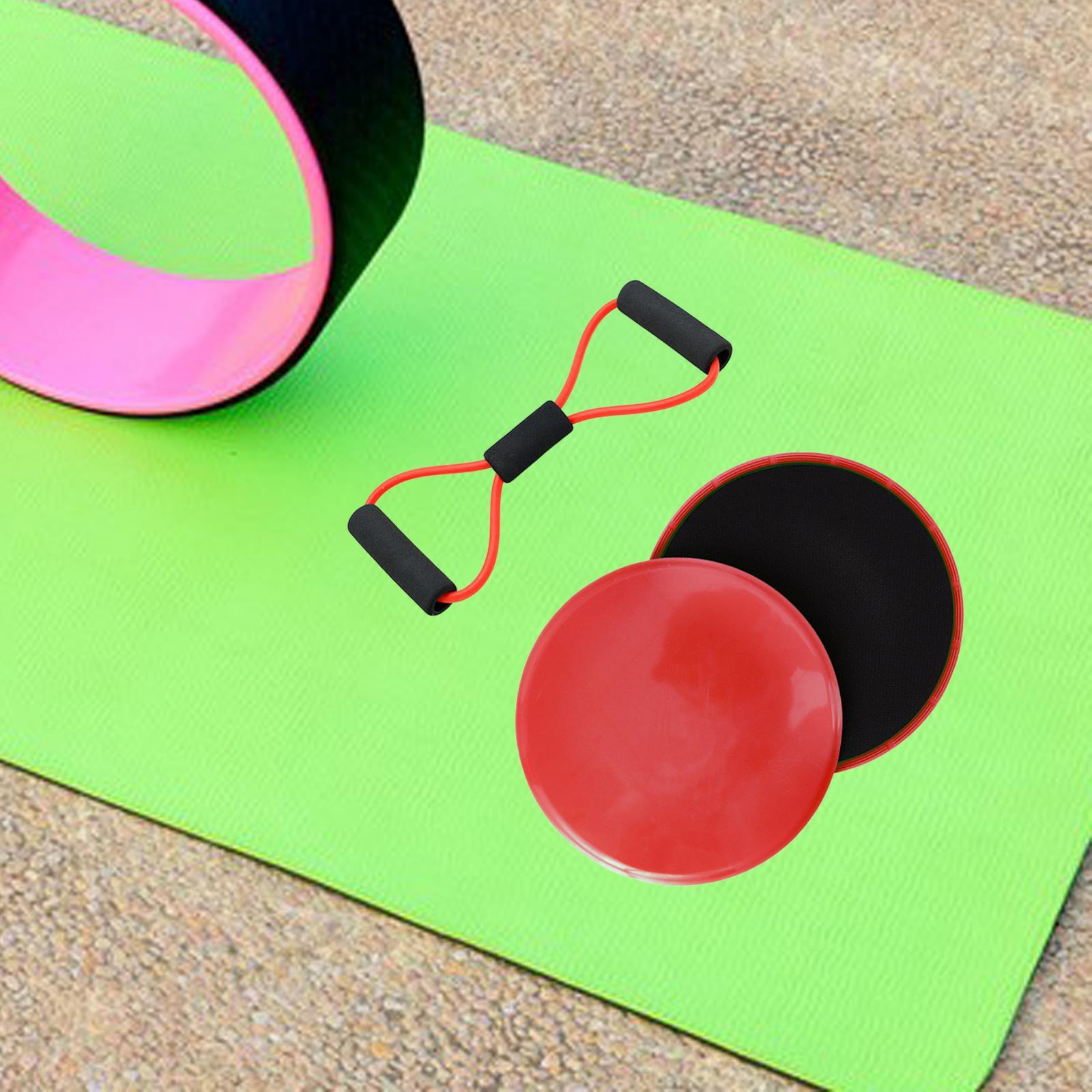 8 Shape Resistance Band and Core Sliders Durable Stretch Resistance Training Red