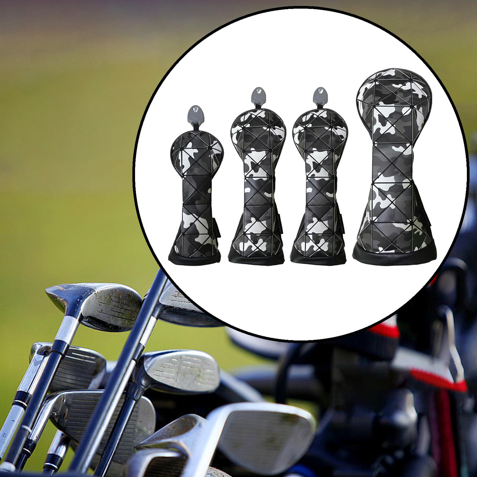 Golf Club Head Cover Protective Sleeve Driver Headcover Golf Club Protectors 4pcs Black