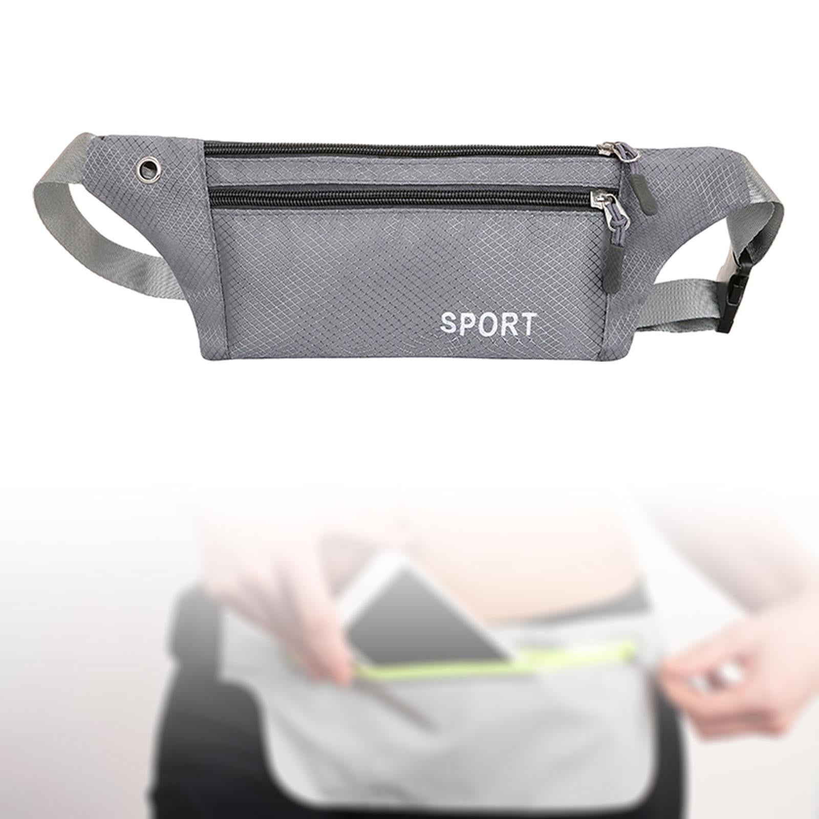 Running Waist Pack Adjustable Exercise Waist Pouch for Hiking Walking Riding Gray