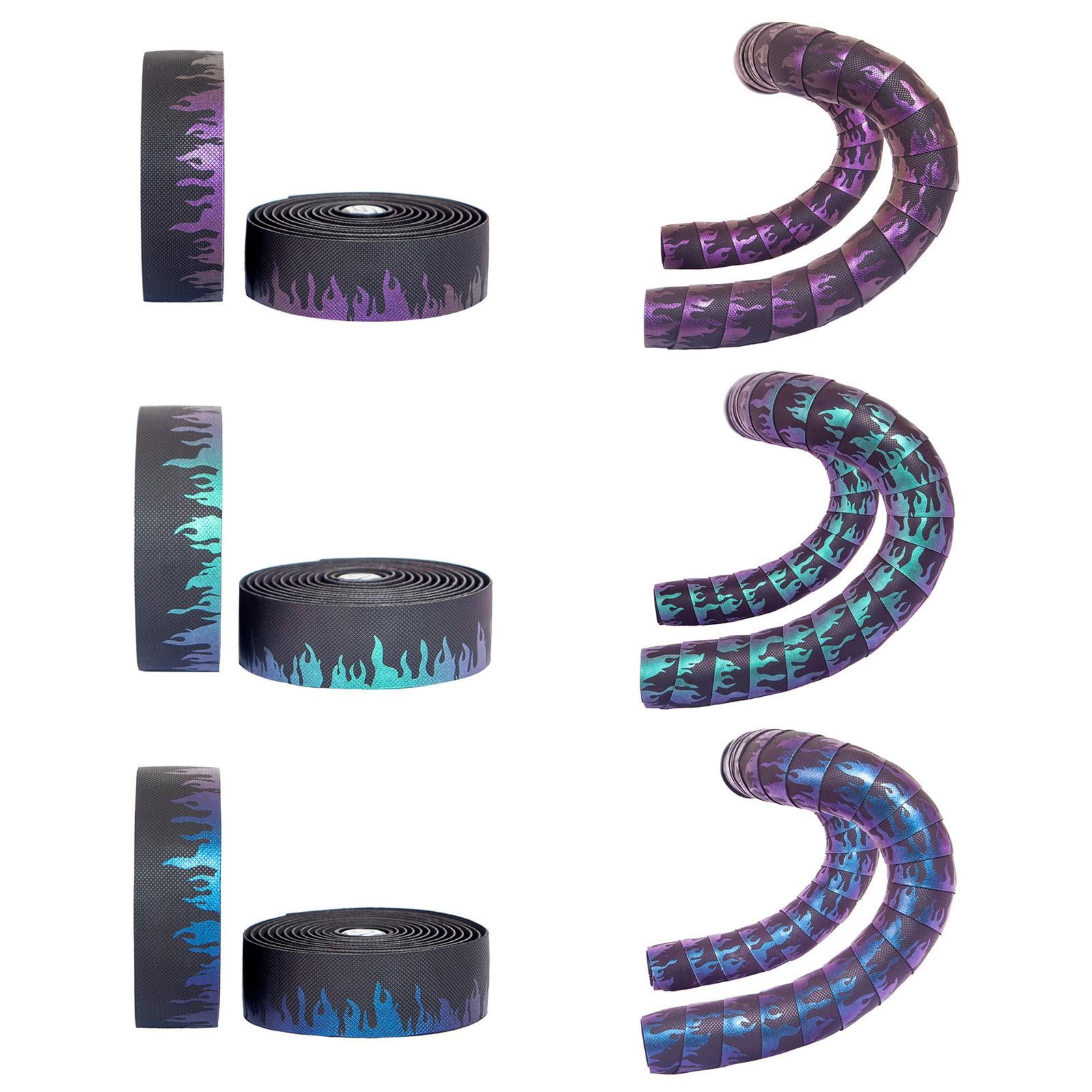 2Pcs Road Bike Handlebar Tapes with End Plug for Outdoor Cycling Grips Cover Blue Purple