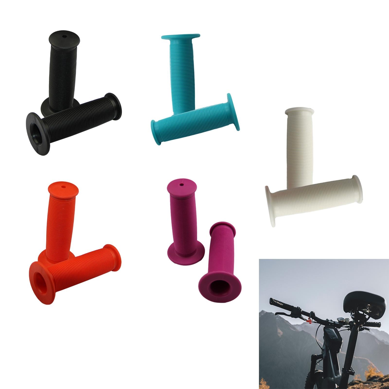 4xBike Handlebar Grips Replacement Rubber Non Slip for Folded Bikes Road Bikes Black