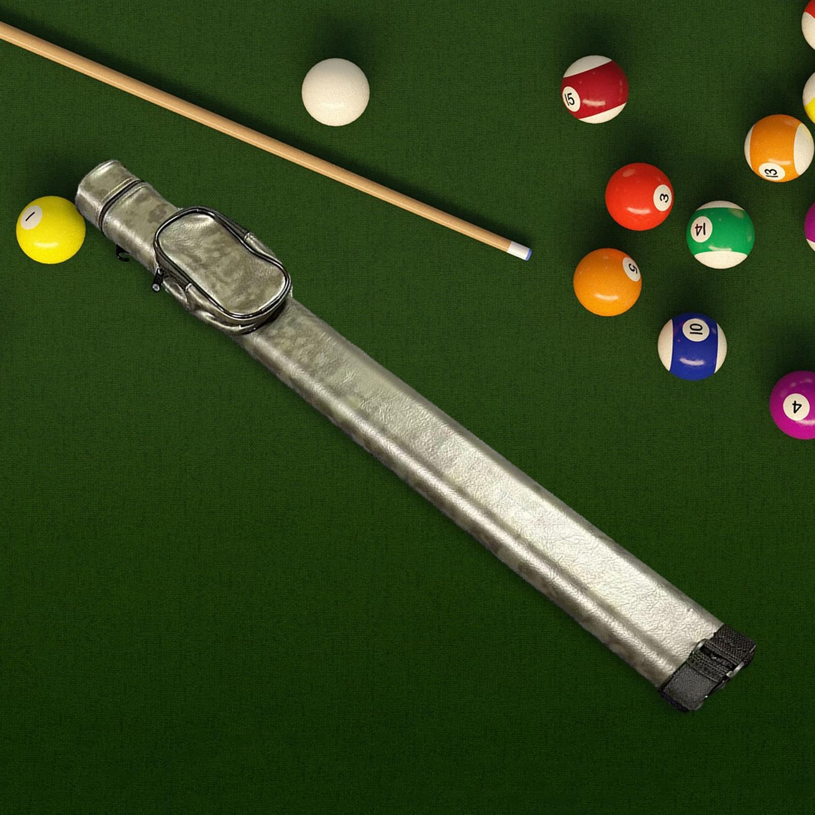 Billiard Pool Cue Carrying Case PU with Adjustable Shoulder Strap for Travel Plaque green