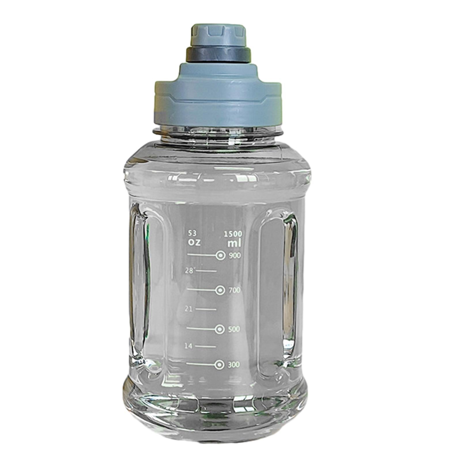 Big Water Bottle 1500ml 11x24cm for Sports and Travel Easy to Use Gym Bottle gray