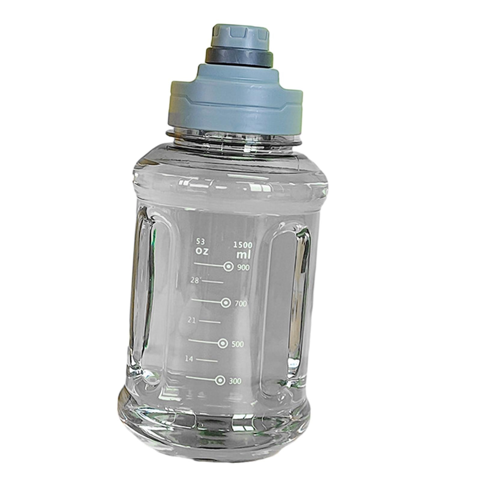 Big Water Bottle 1500ml 11x24cm for Sports and Travel Easy to Use Gym Bottle gray