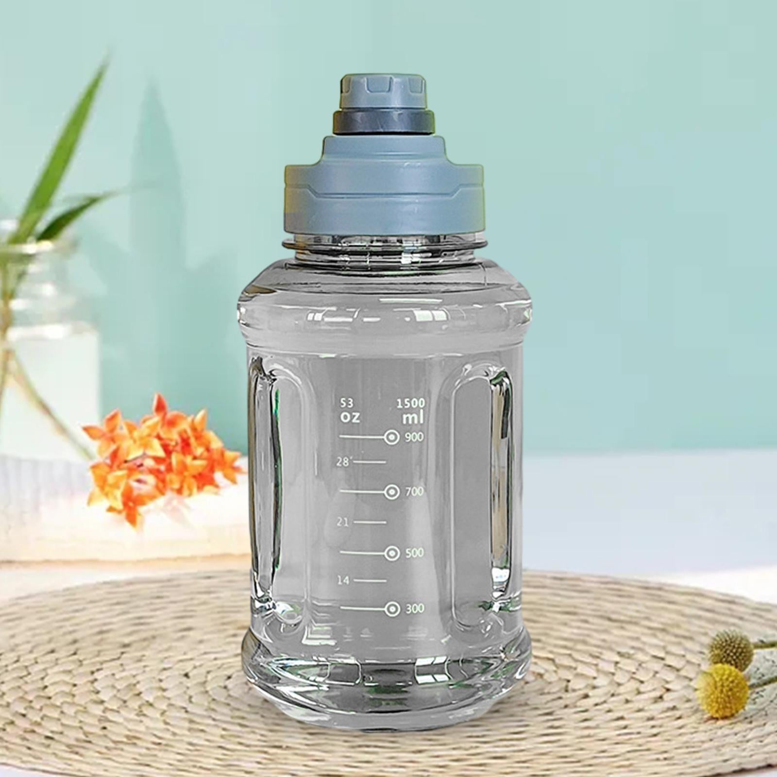 Big Water Bottle 1500ml 11x24cm for Sports and Travel Easy to Use Gym Bottle gray