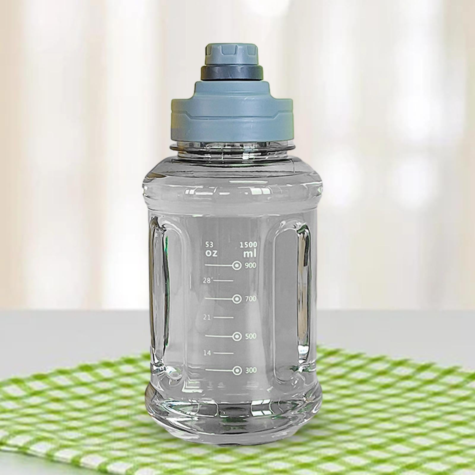 Big Water Bottle 1500ml 11x24cm for Sports and Travel Easy to Use Gym Bottle gray