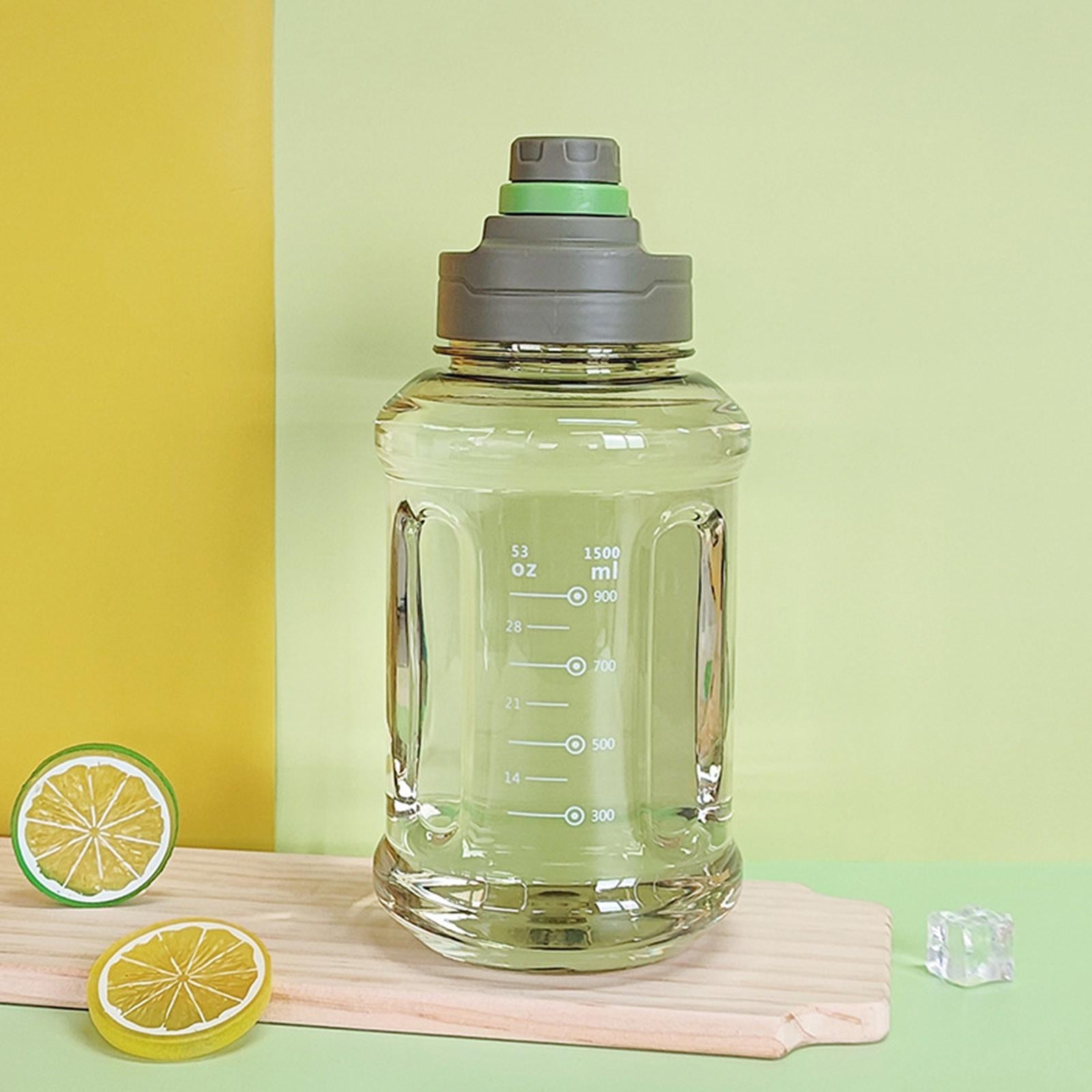 Big Water Bottle 1500ml 11x24cm for Sports and Travel Easy to Use Gym Bottle green