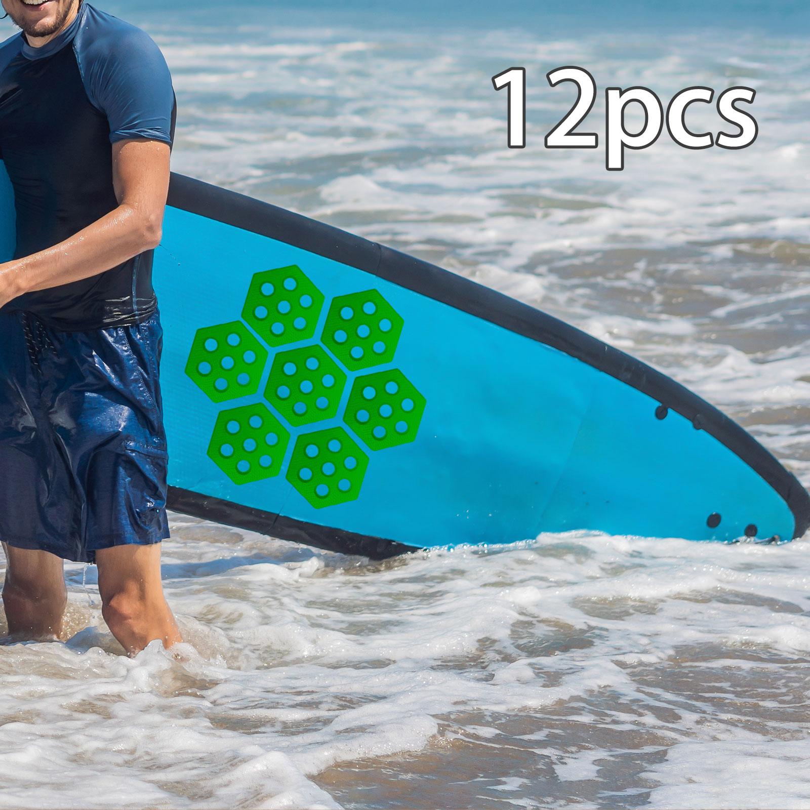 12Pcs Hexagon Surfboard Pads Deck Pads for Skimboarding Kiteboards Longboard Green