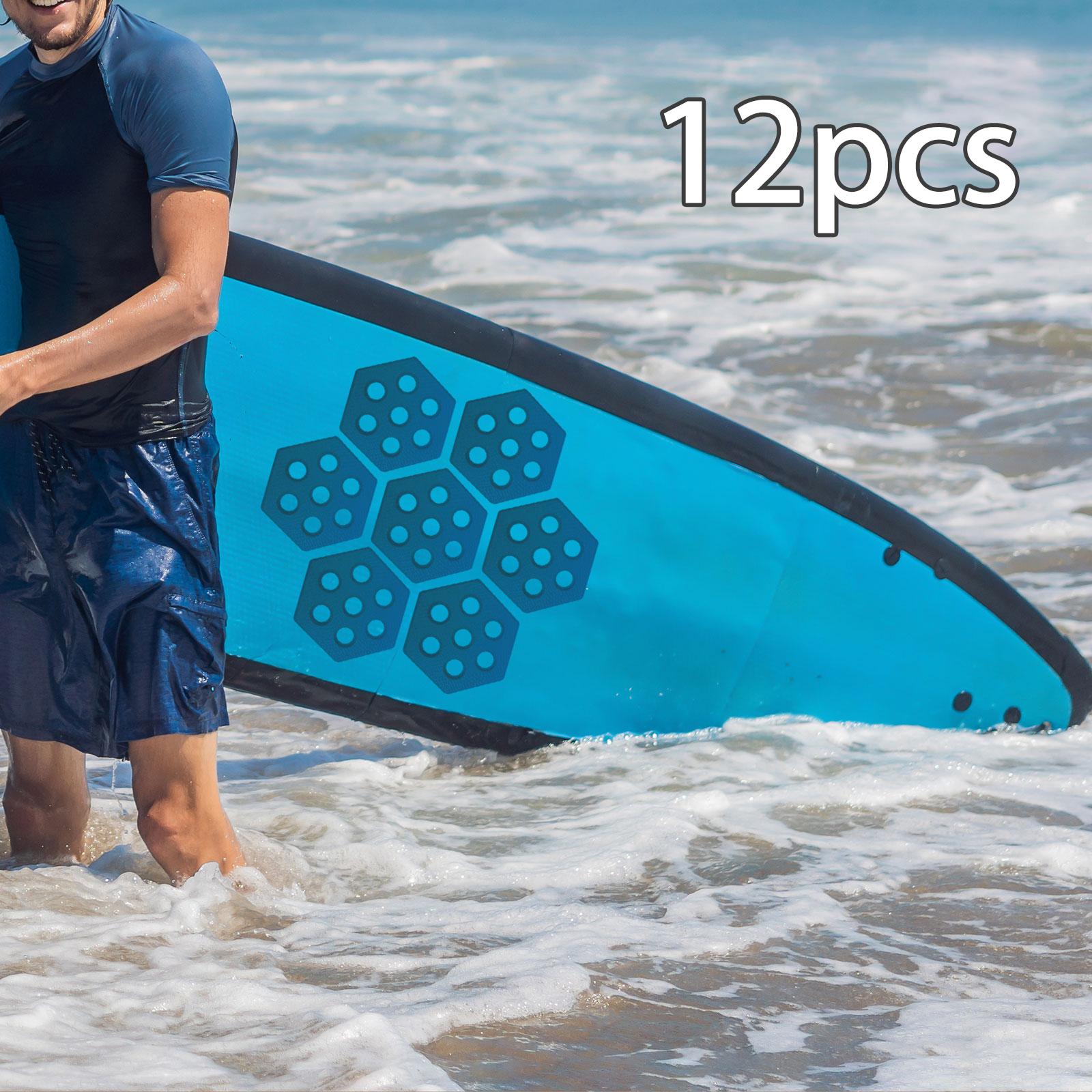 12Pcs Hexagon Surfboard Pads Deck Pads for Skimboarding Kiteboards Longboard Blue