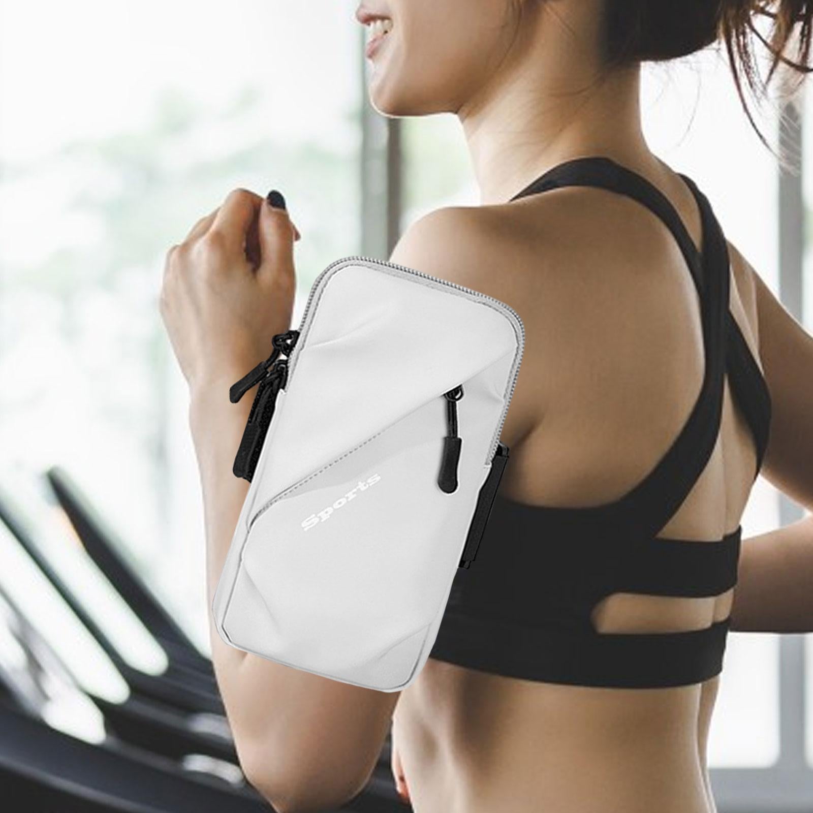 Phone Armband Bag Cellphone Holder Phone Wristband for Running Sport Walking White