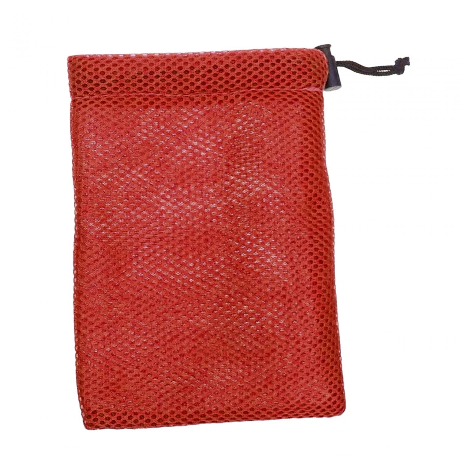 Small Mesh Drawstring Bag Durable Mesh Bag for Cosmetics Golf Balls Swimming Red