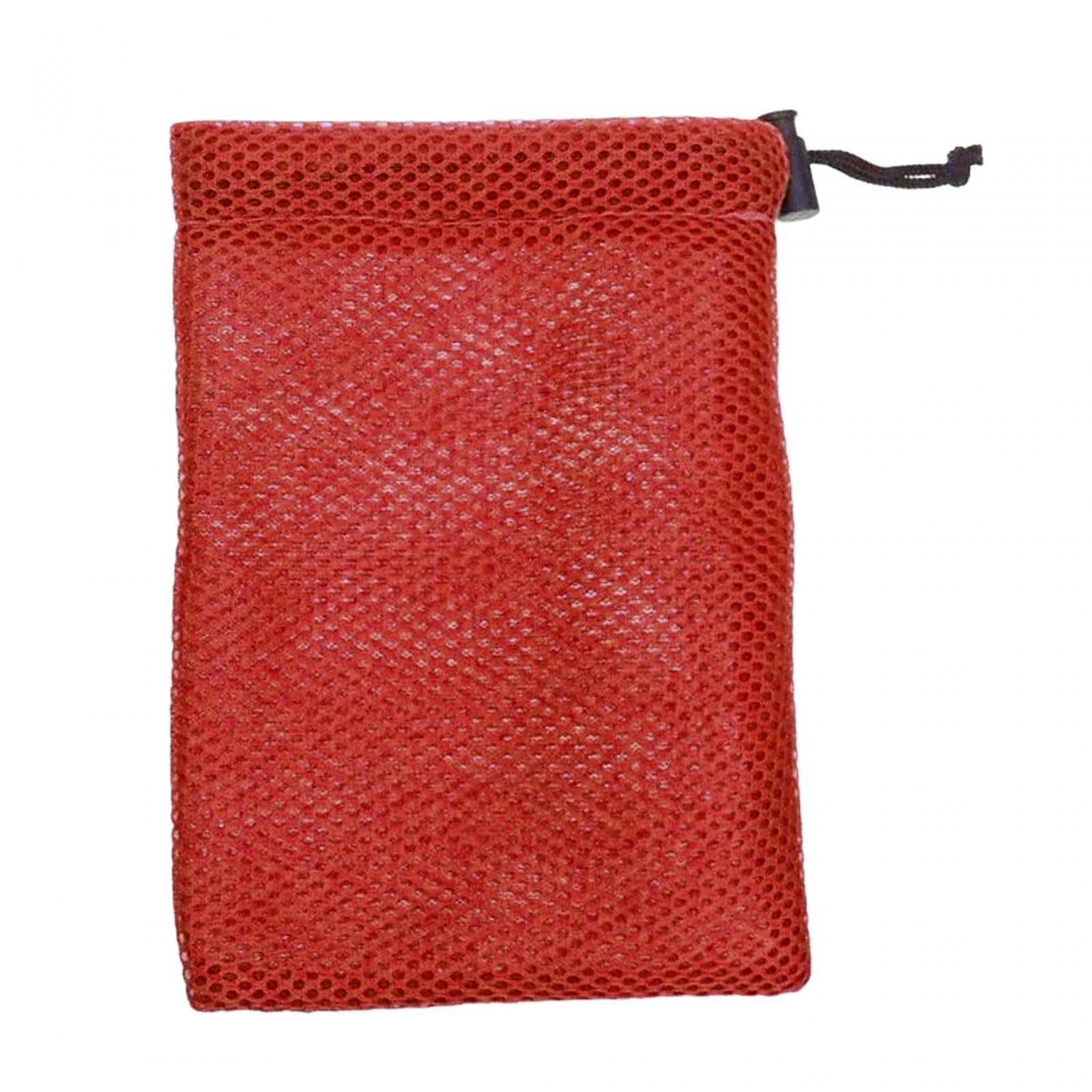 Small Mesh Drawstring Bag Durable Mesh Bag for Cosmetics Golf Balls Swimming Red