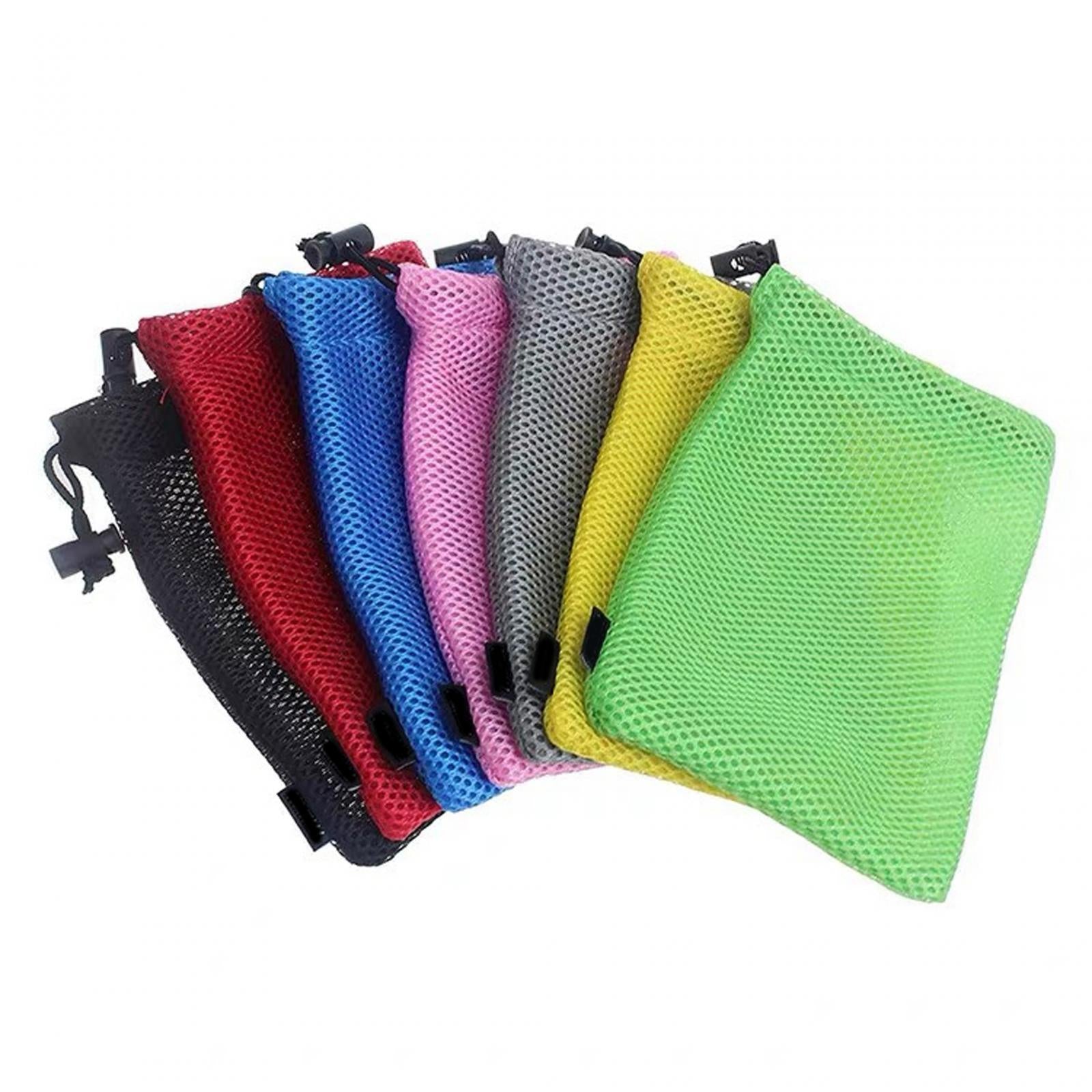 2xSmall Mesh Drawstring Bag Durable Mesh Bag for Cosmetics Golf Balls Swimming Gray