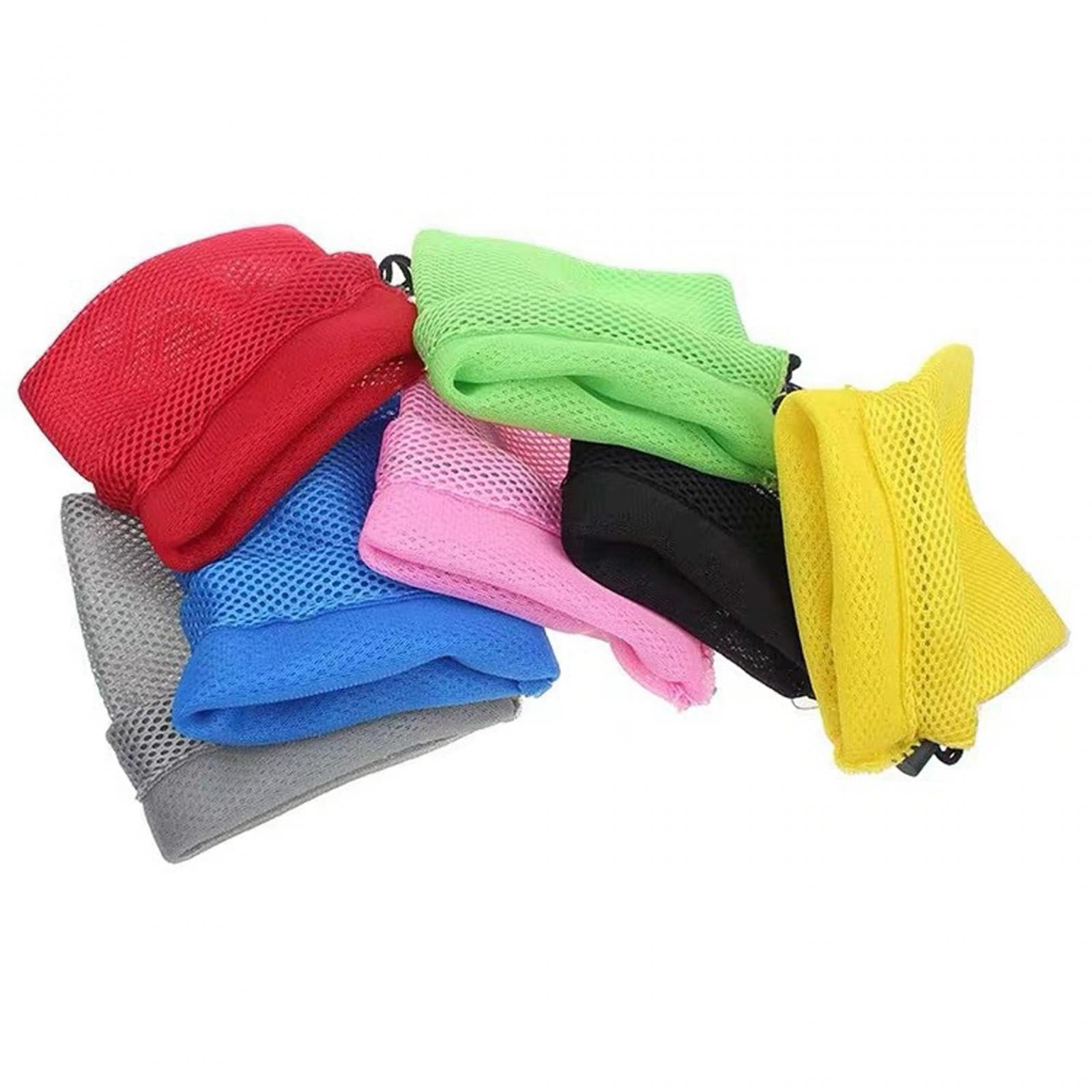 3xSmall Mesh Drawstring Bag Durable Mesh Bag for Cosmetics Golf Balls Swimming Gray