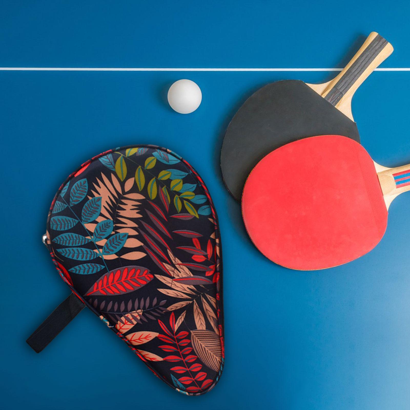 Table Tennis Paddle Case Cover Portable Practical for Sports Training Travel Flower Red