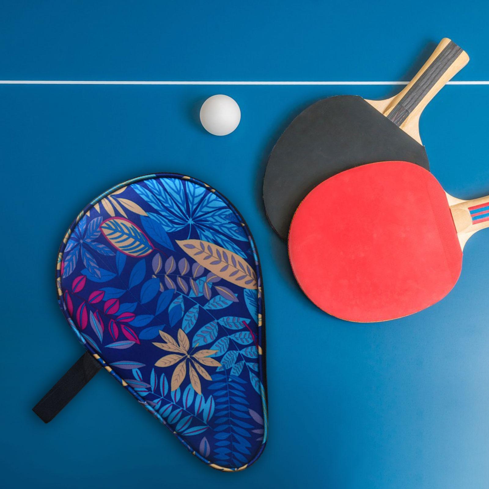 Table Tennis Paddle Case Cover Portable Practical for Sports Training Travel Flower Blue