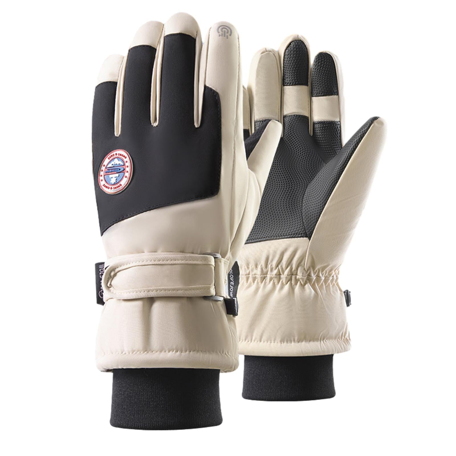 Winter Ski Gloves Touch Screen Gift Snow Ski Gloves for Cycling Snow Skating Beige M 27cmx12.5cm