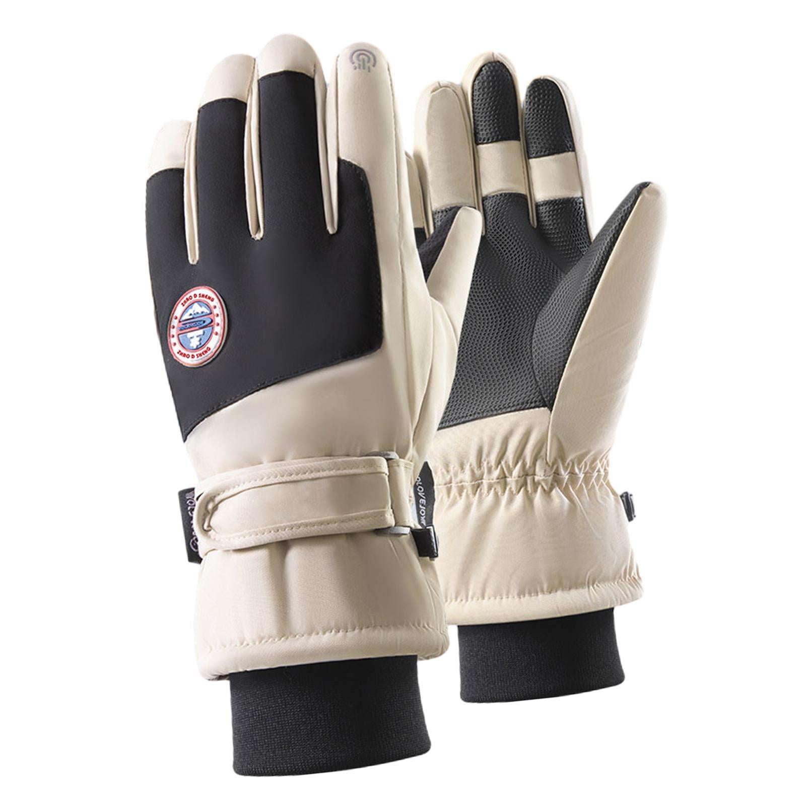 Winter Ski Gloves Touch Screen Gift Snow Ski Gloves for Cycling Snow Skating Beige M 27cmx12.5cm