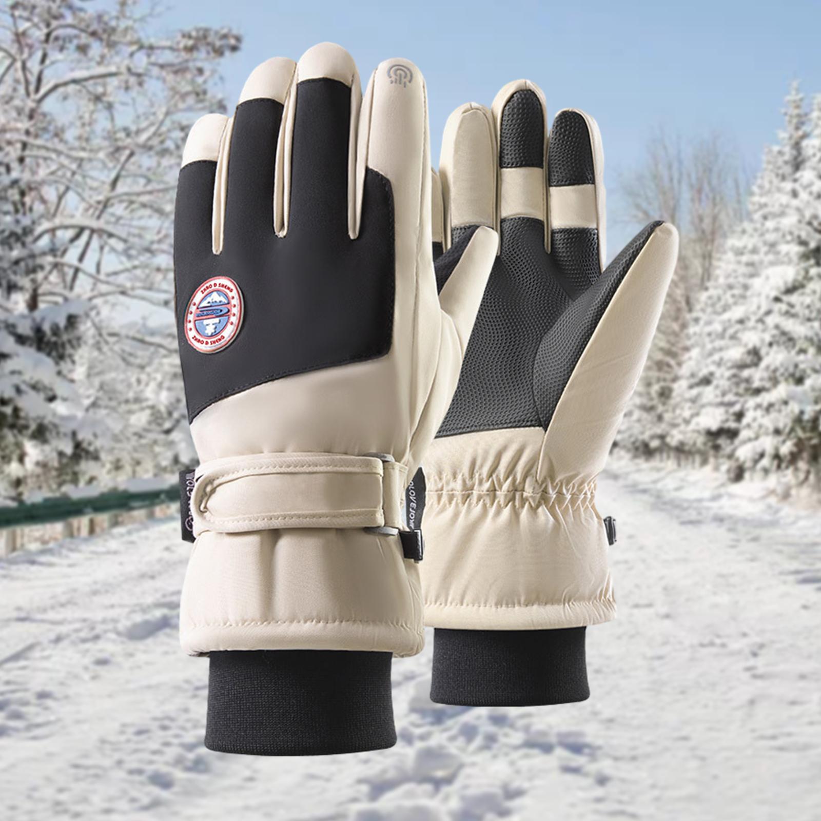 Winter Ski Gloves Touch Screen Gift Snow Ski Gloves for Cycling Snow Skating Beige M 27cmx12.5cm