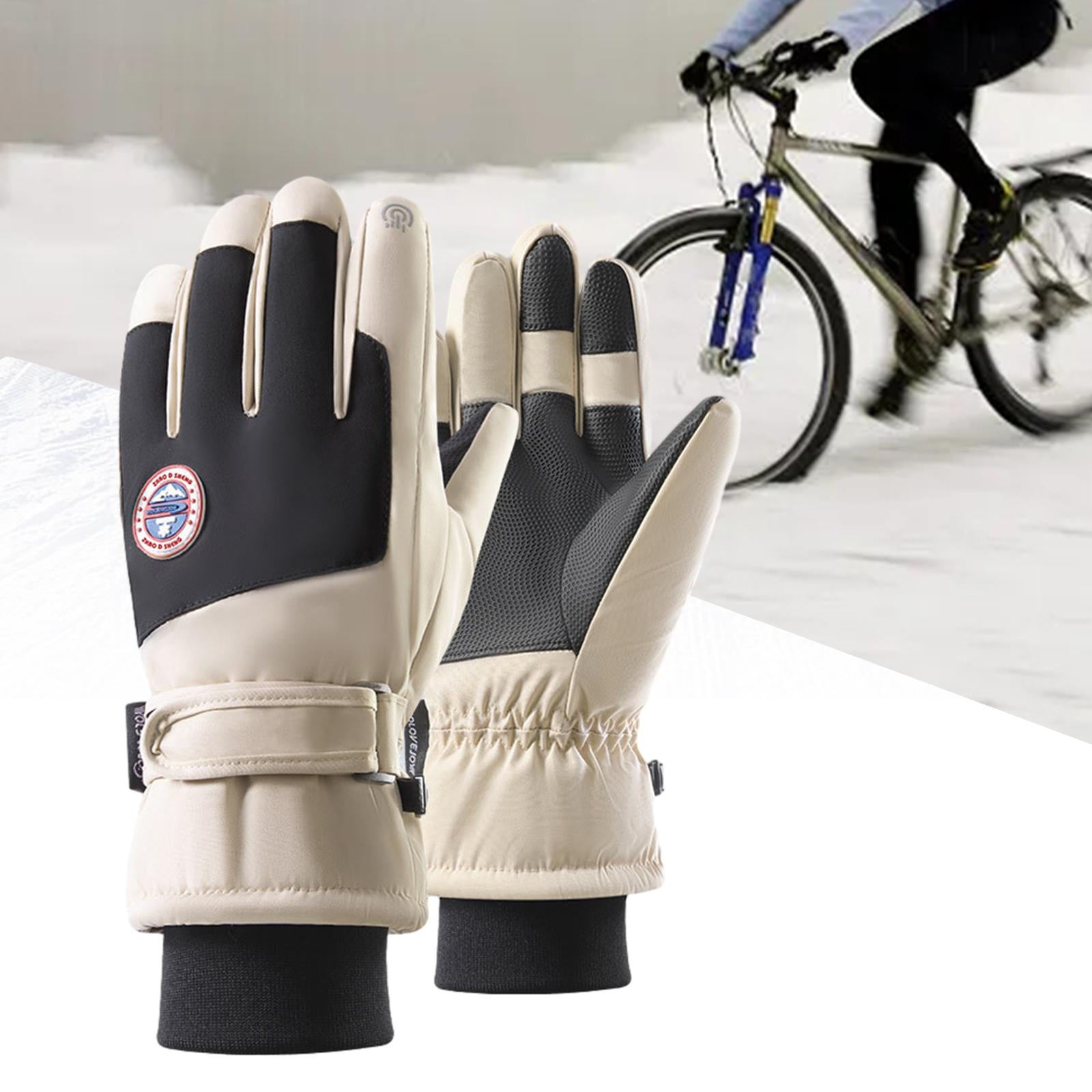 Winter Ski Gloves Touch Screen Gift Snow Ski Gloves for Cycling Snow Skating Beige M 27cmx12.5cm