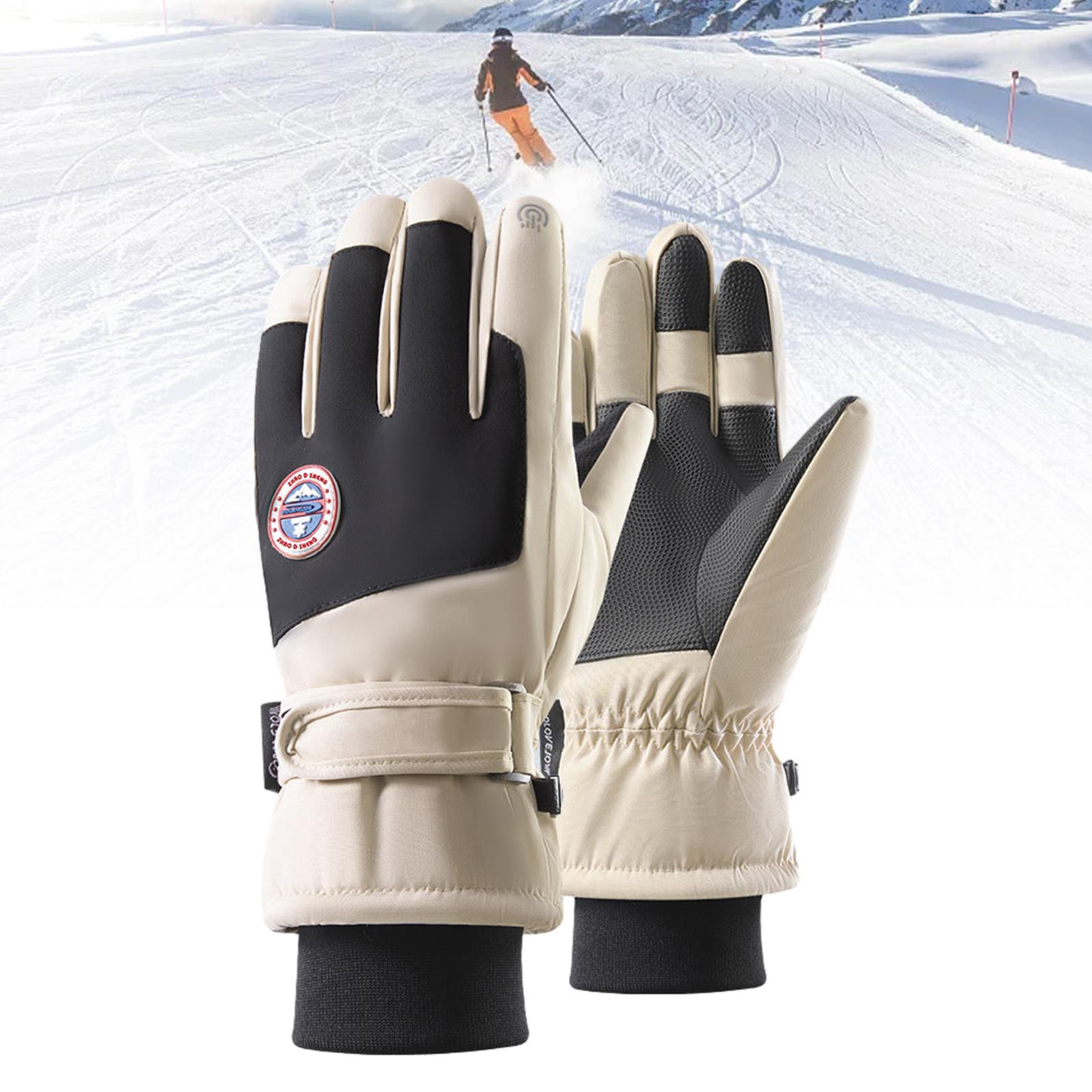 Winter Ski Gloves Touch Screen Gift Snow Ski Gloves for Cycling Snow Skating Beige M 27cmx12.5cm