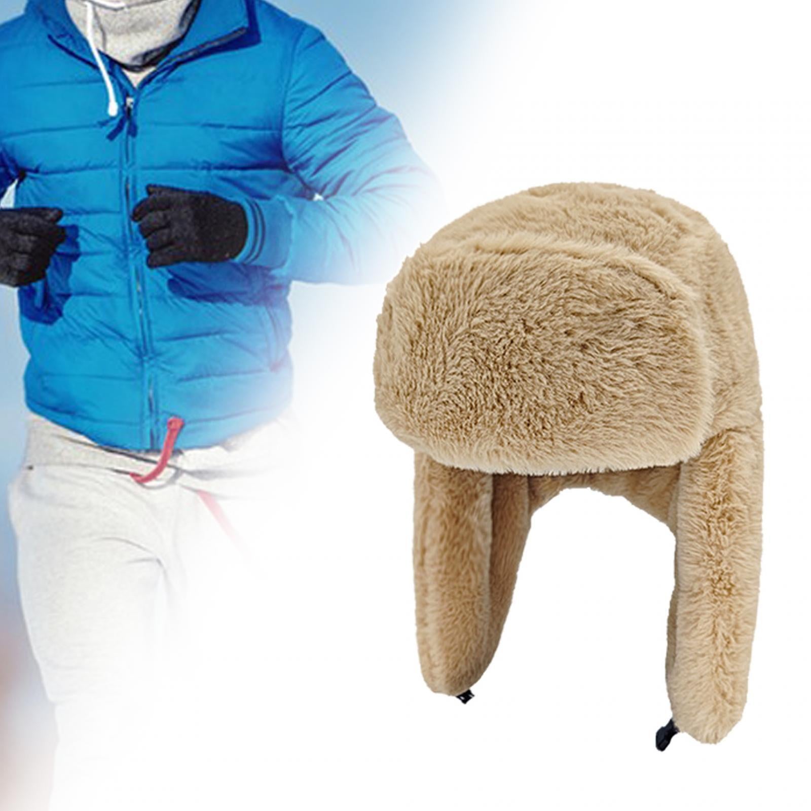 Winter Trapper Hats Earflaps Windproof Biking Ear Cap for Men Unisex Skating Khaki