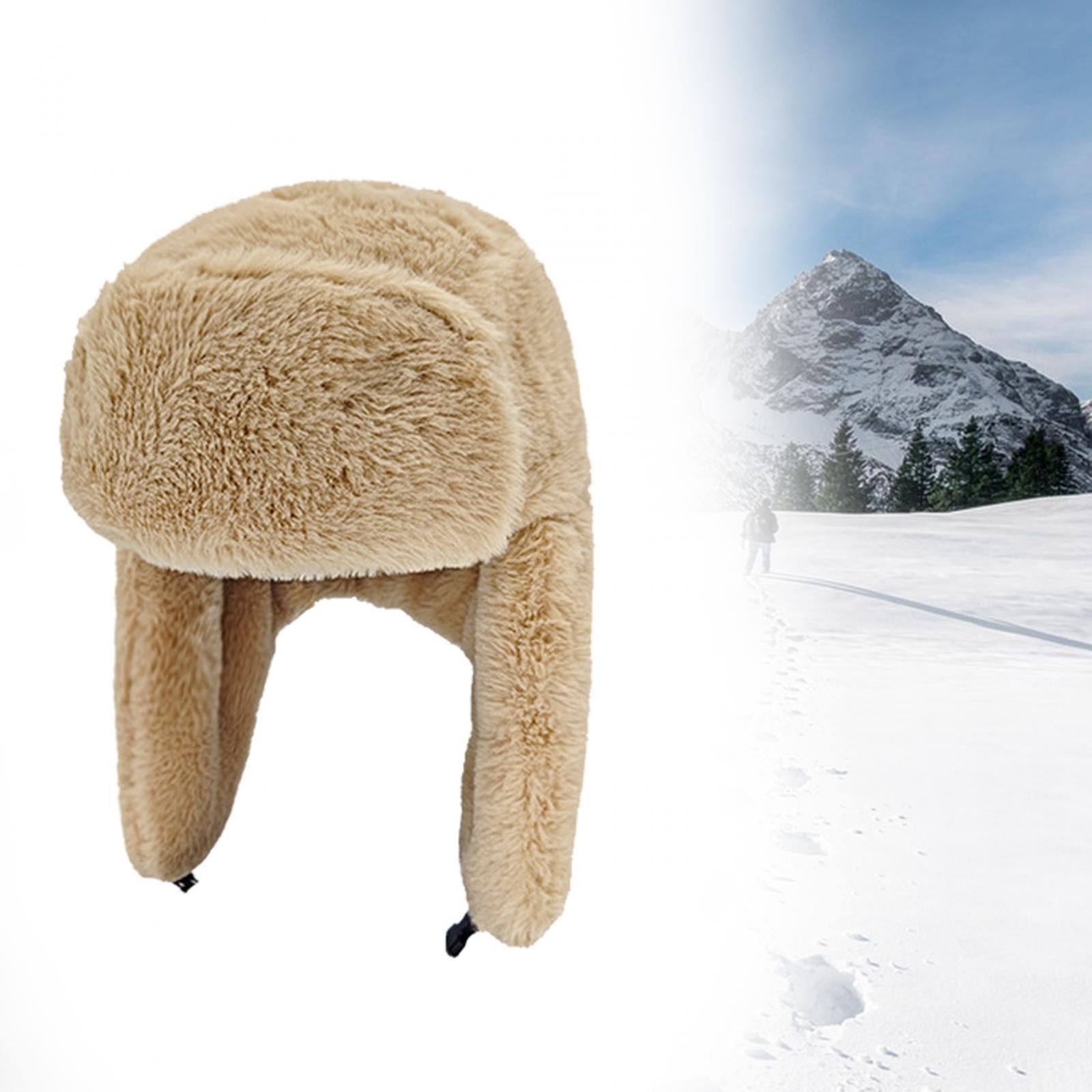 Winter Trapper Hats Earflaps Windproof Biking Ear Cap for Men Unisex Skating Khaki